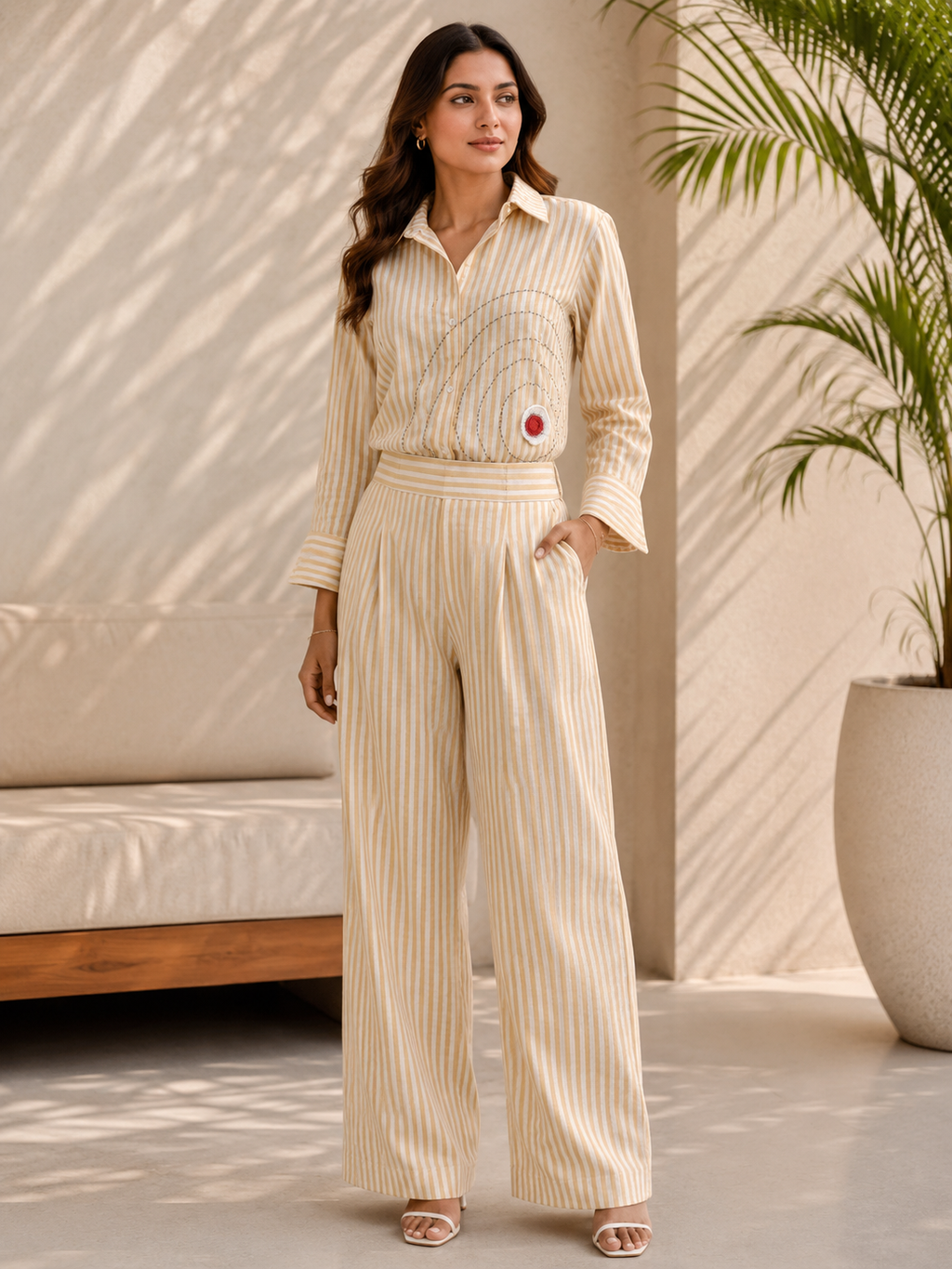 Yarndyed Chawal Taka Co-ord Set — Yellow