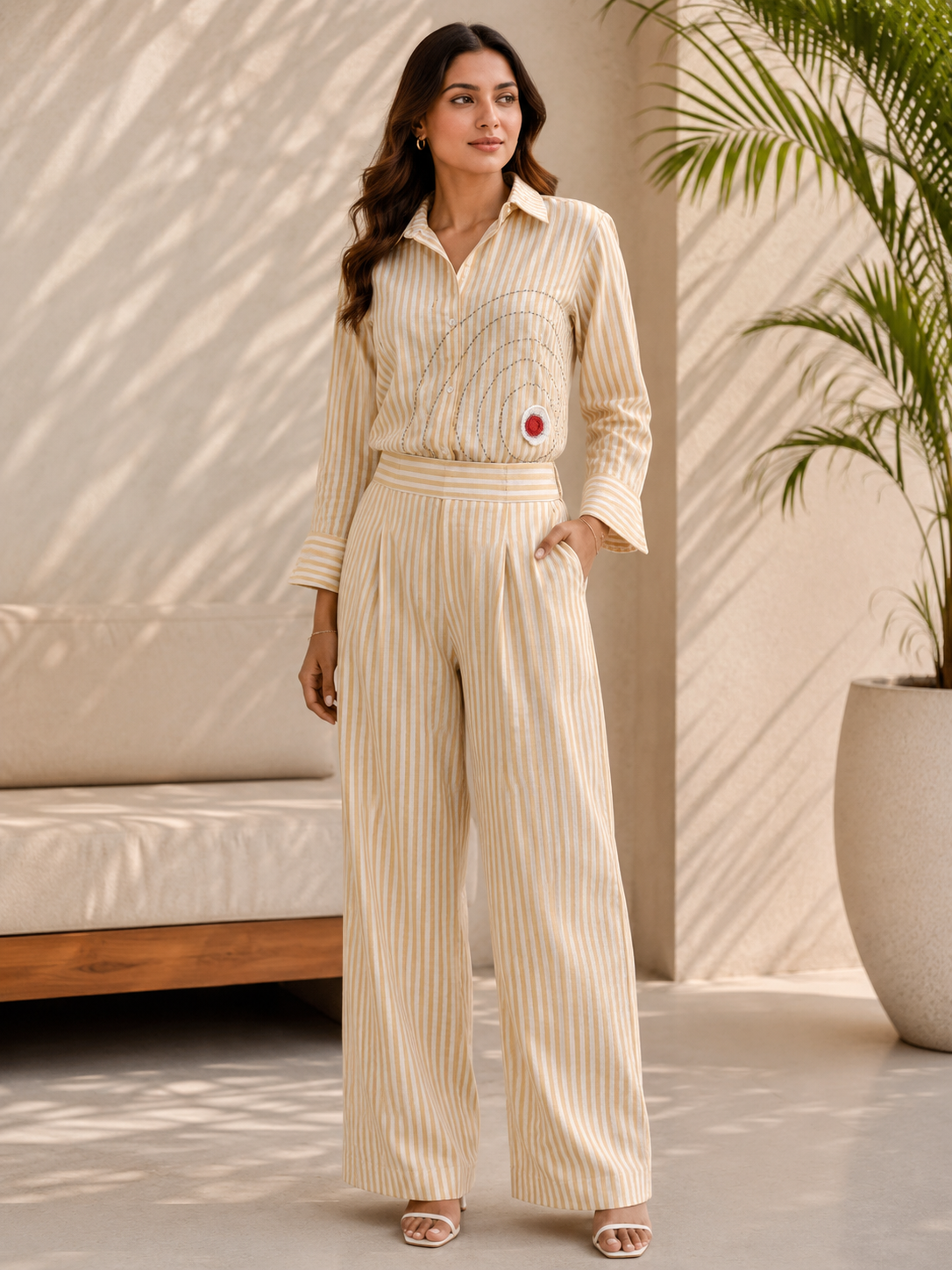 Yarndyed Chawal Taka Co-ord Set — Yellow