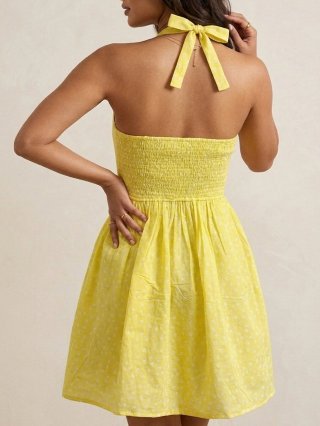 Butter Yellow Halter Dress
