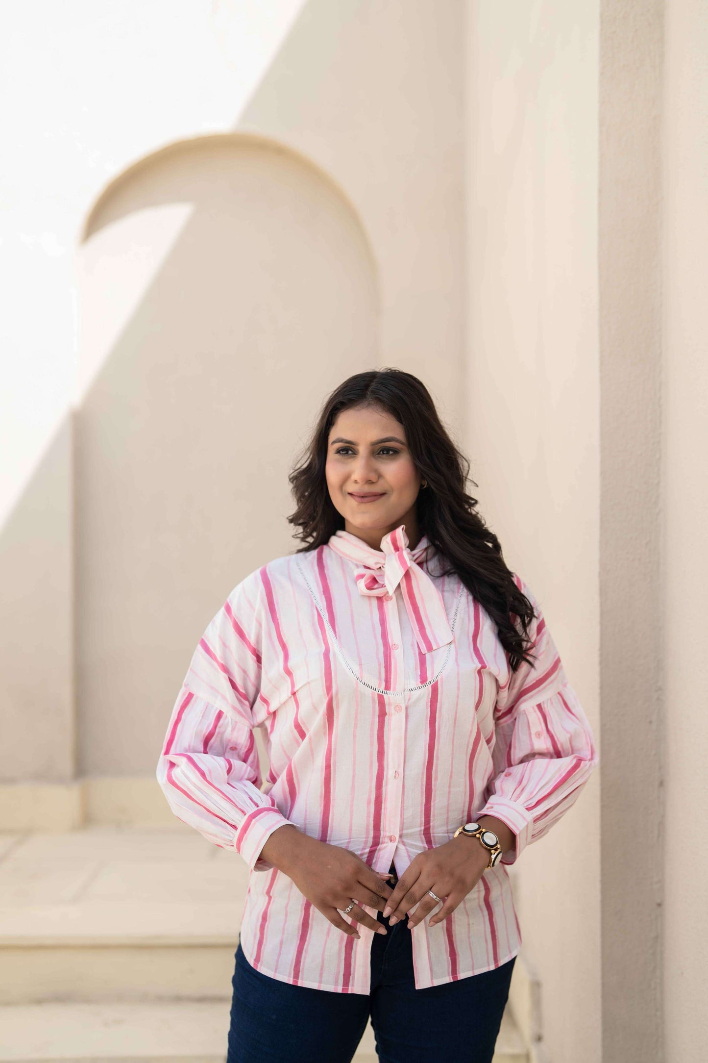 Pink Screen Print Bow Shirt