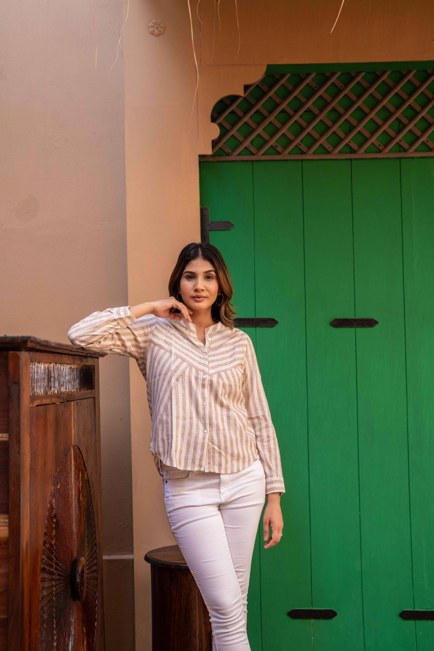 Grey Yarn Died Embro Shirt