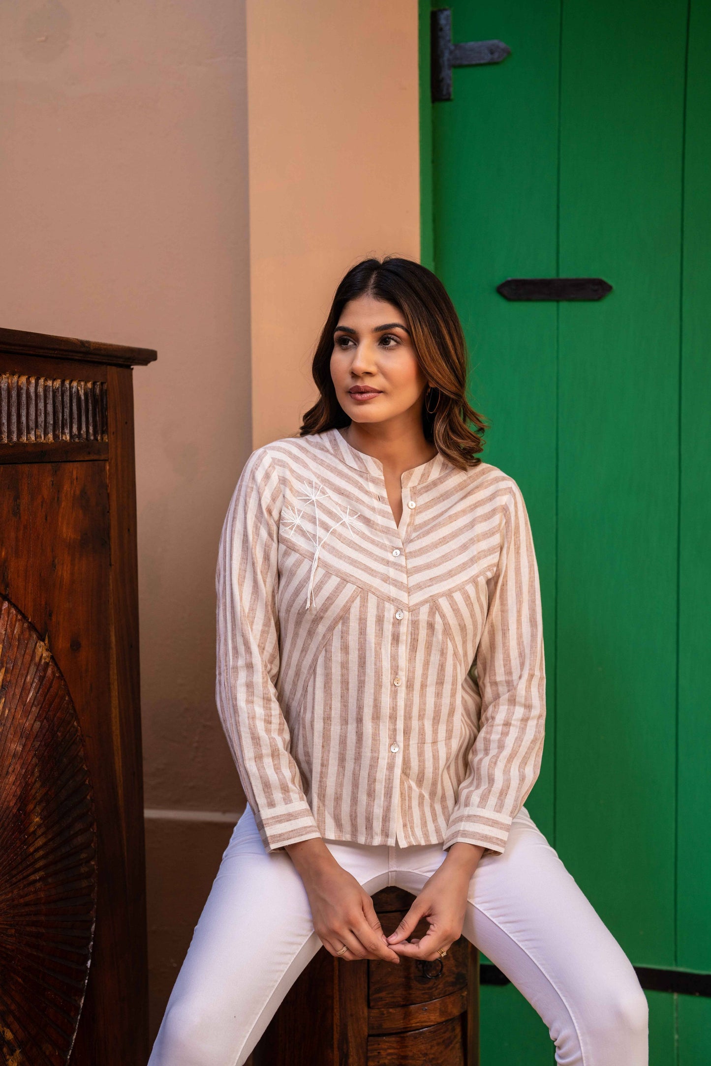 Grey Yarn Died Embro Shirt