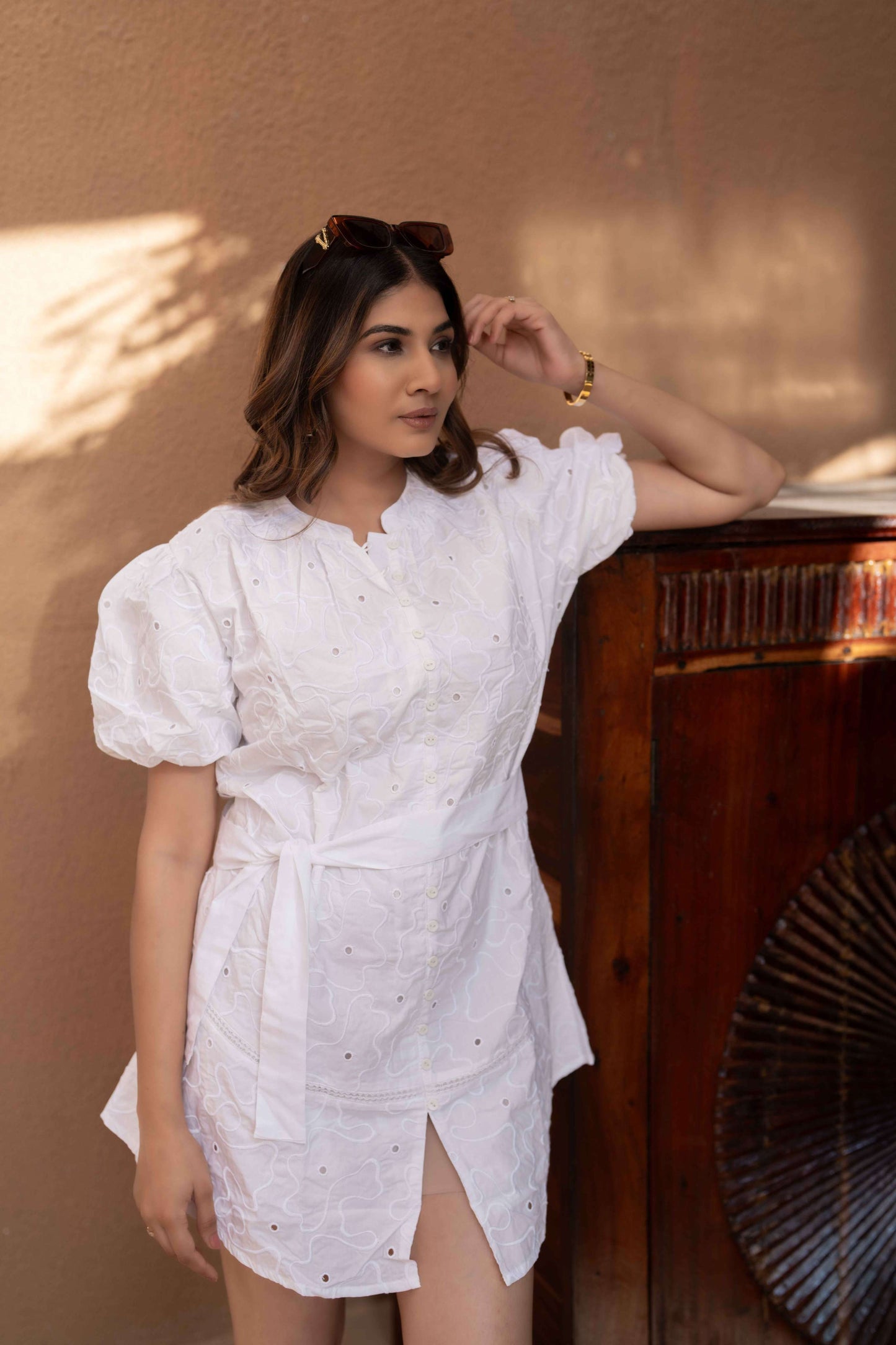 White  shiffllee short Dress