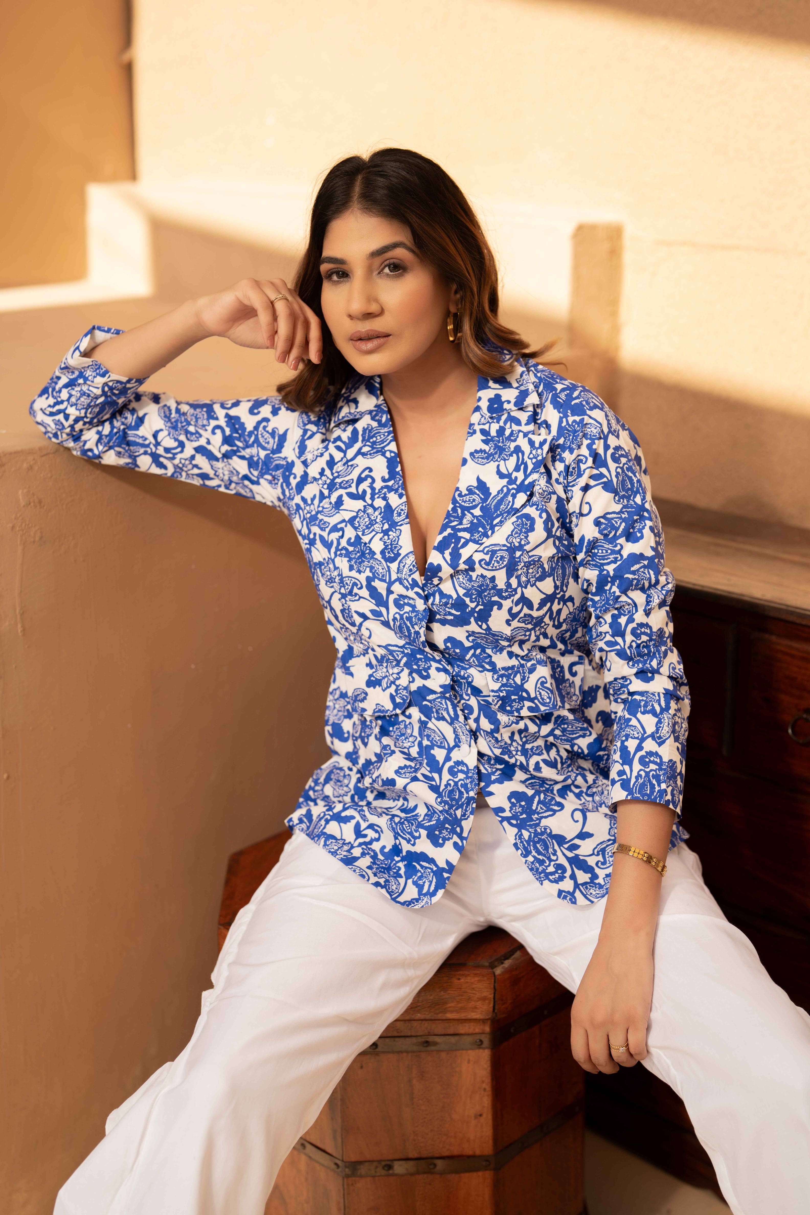 Blue Floral Print Co-Ord Set