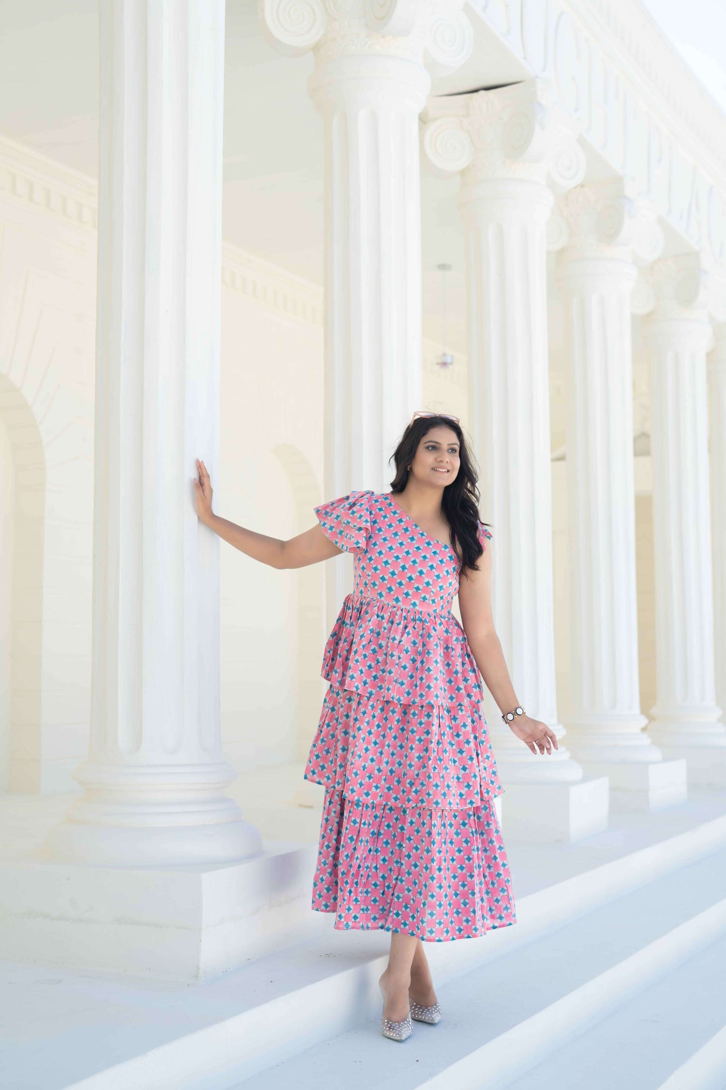 Dice Print Tier Dress