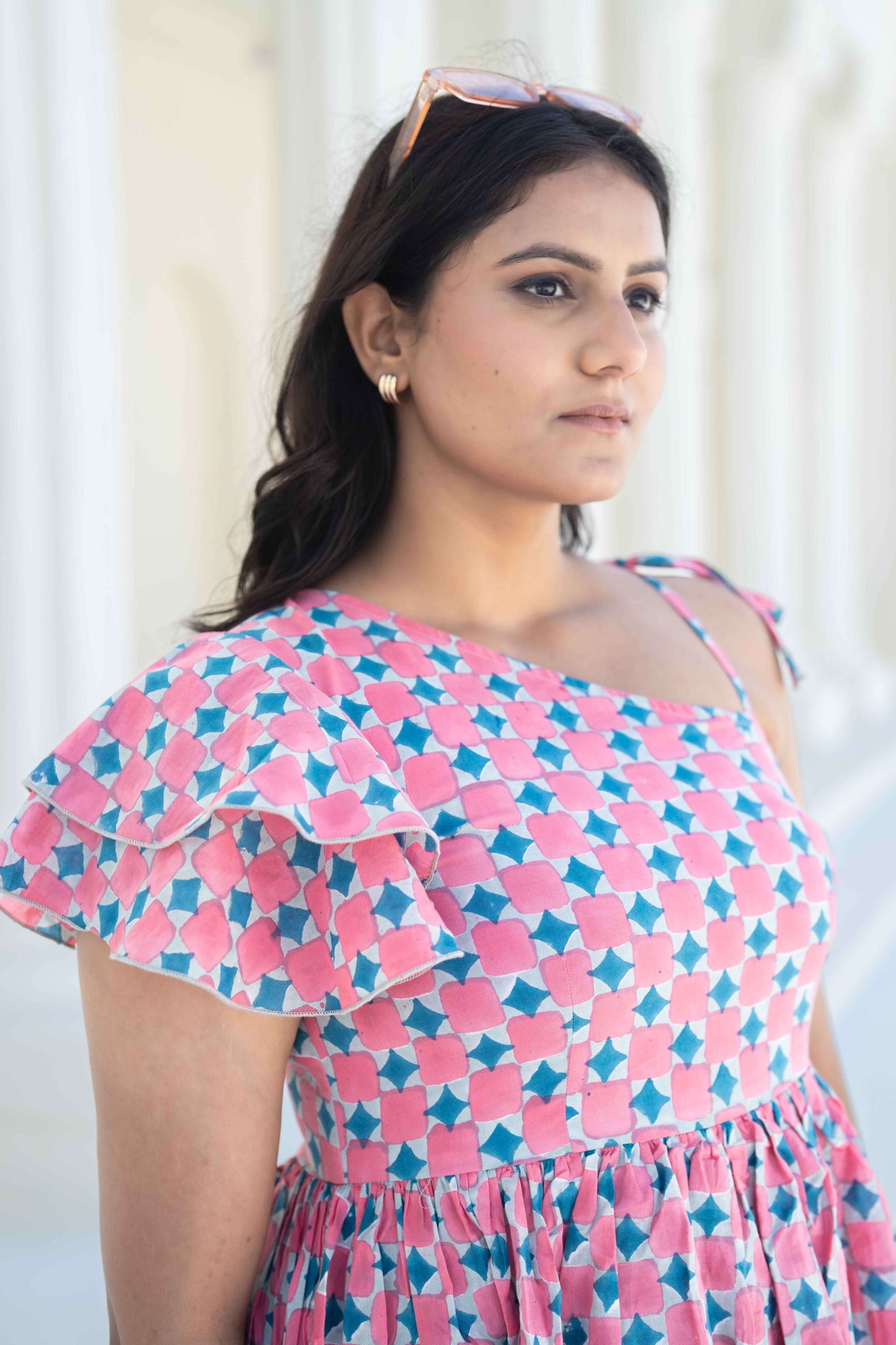 Dice Print Tier Dress