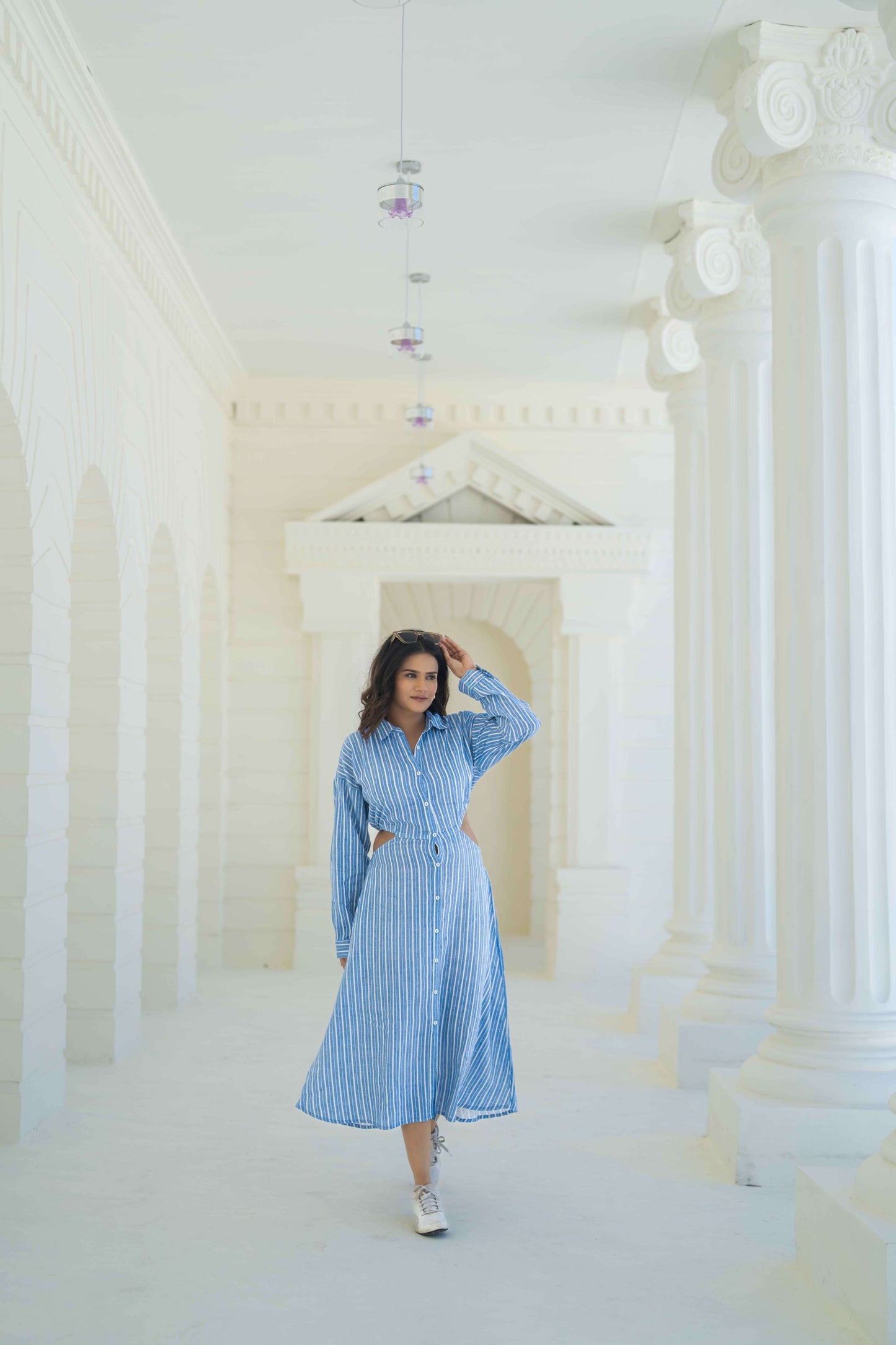 Blue Yarn Died Shirt Dress