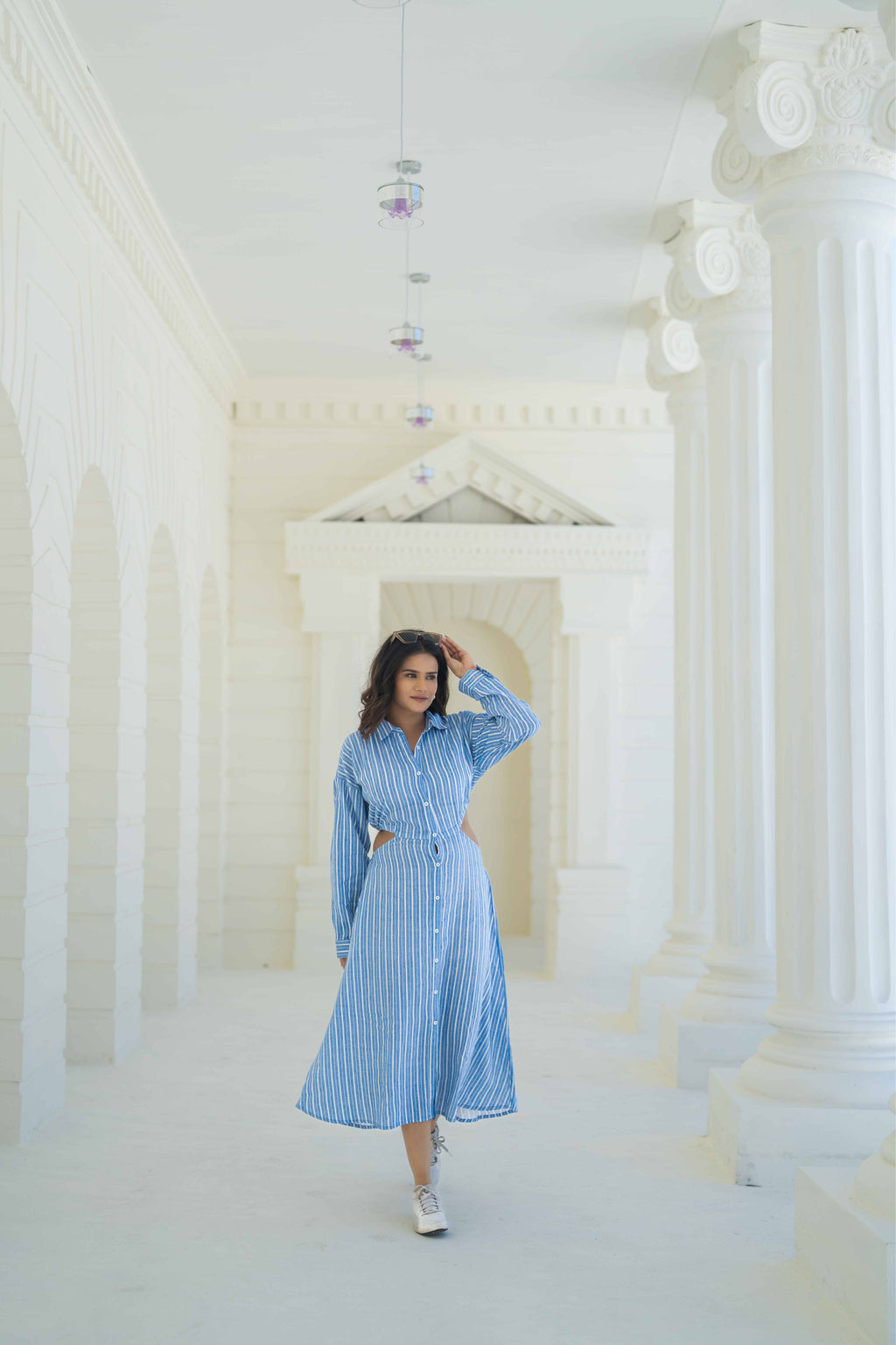 Blue Yarn Died Shirt Dress