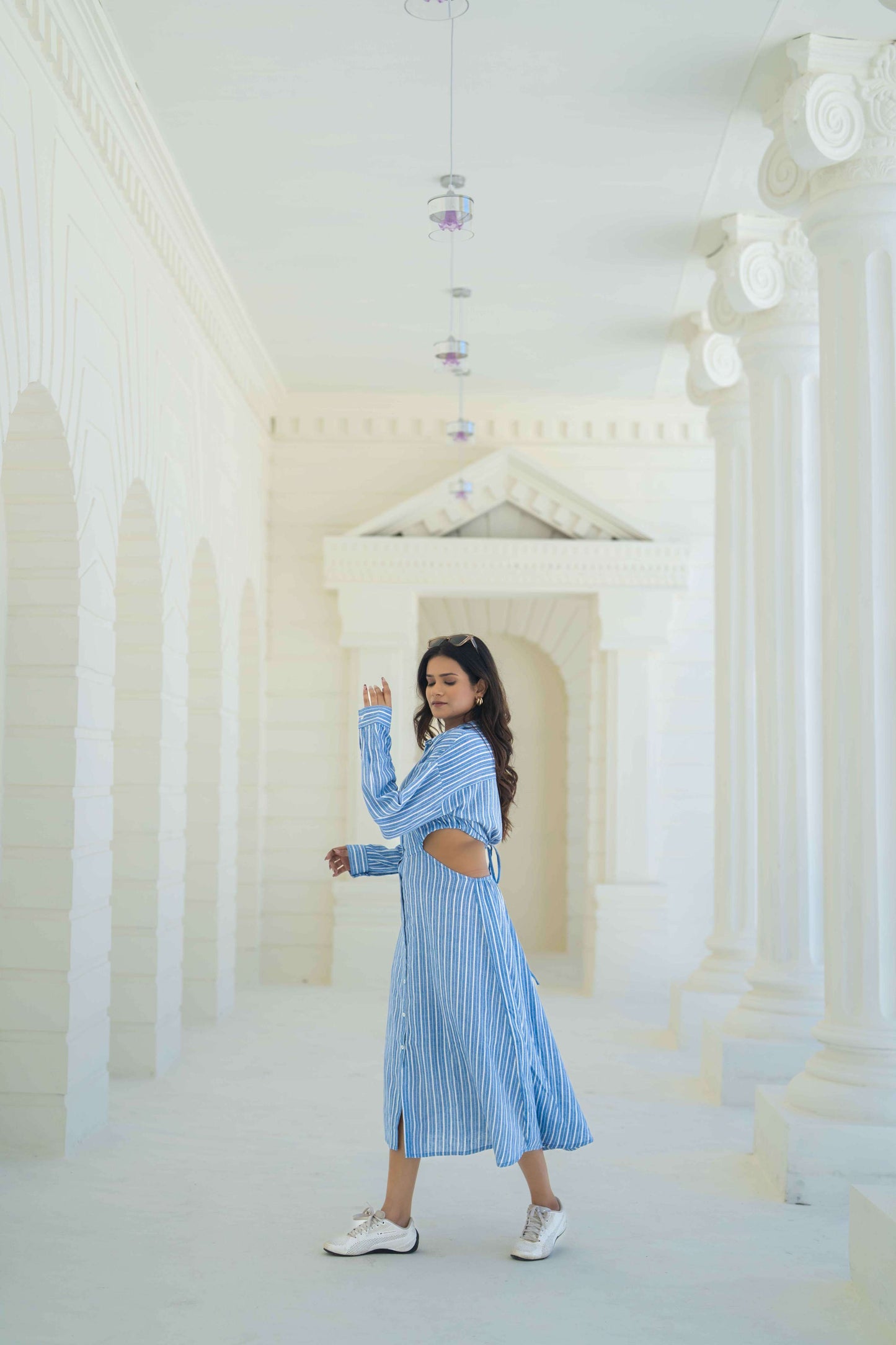 Blue Yarn Died Shirt Dress