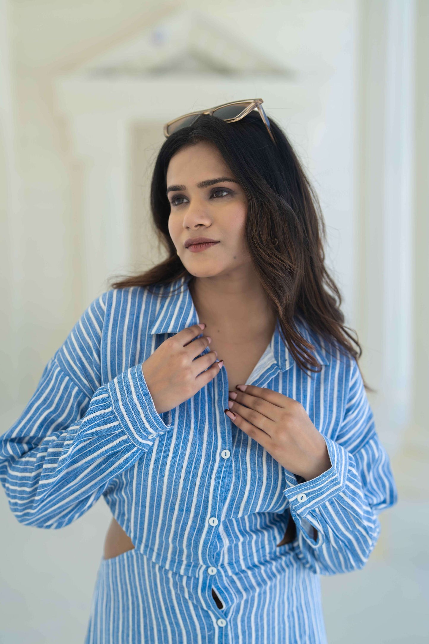 Blue Yarn Died Shirt Dress