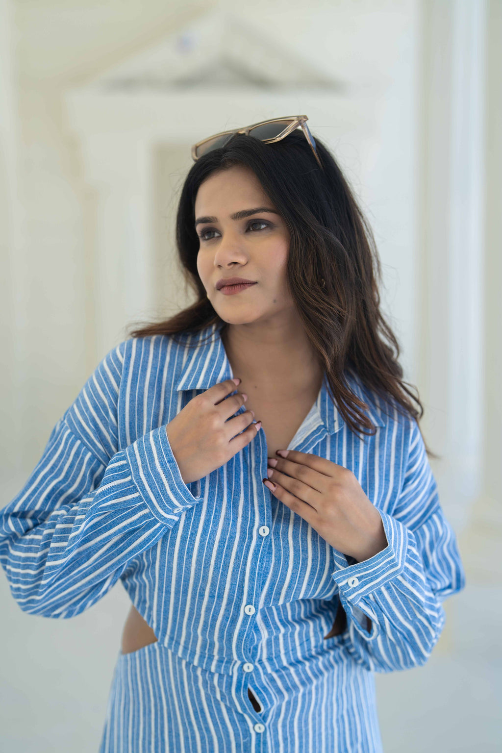 Blue Yarn Died Shirt Dress