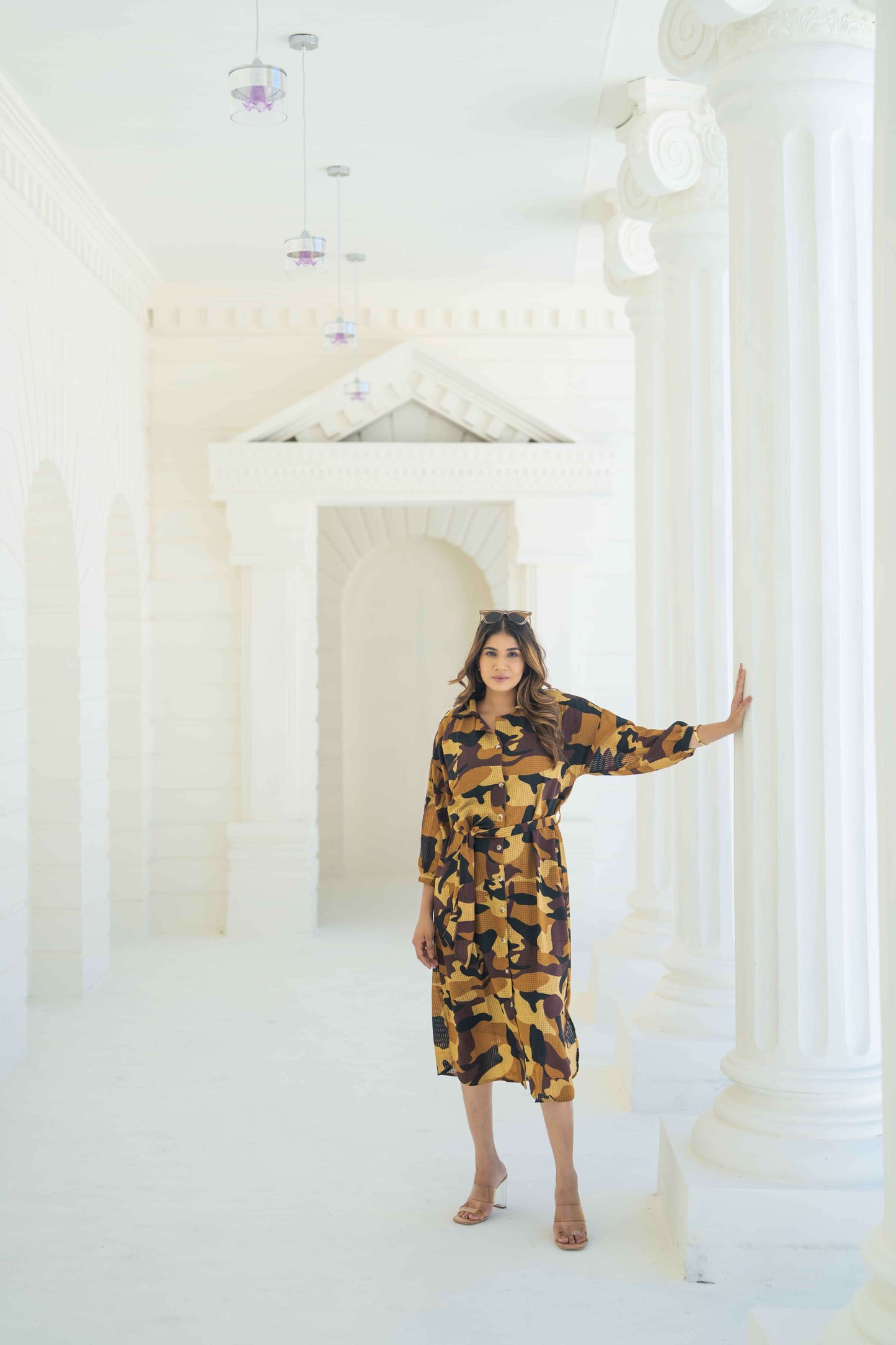 Cargo Print Shirt Dress