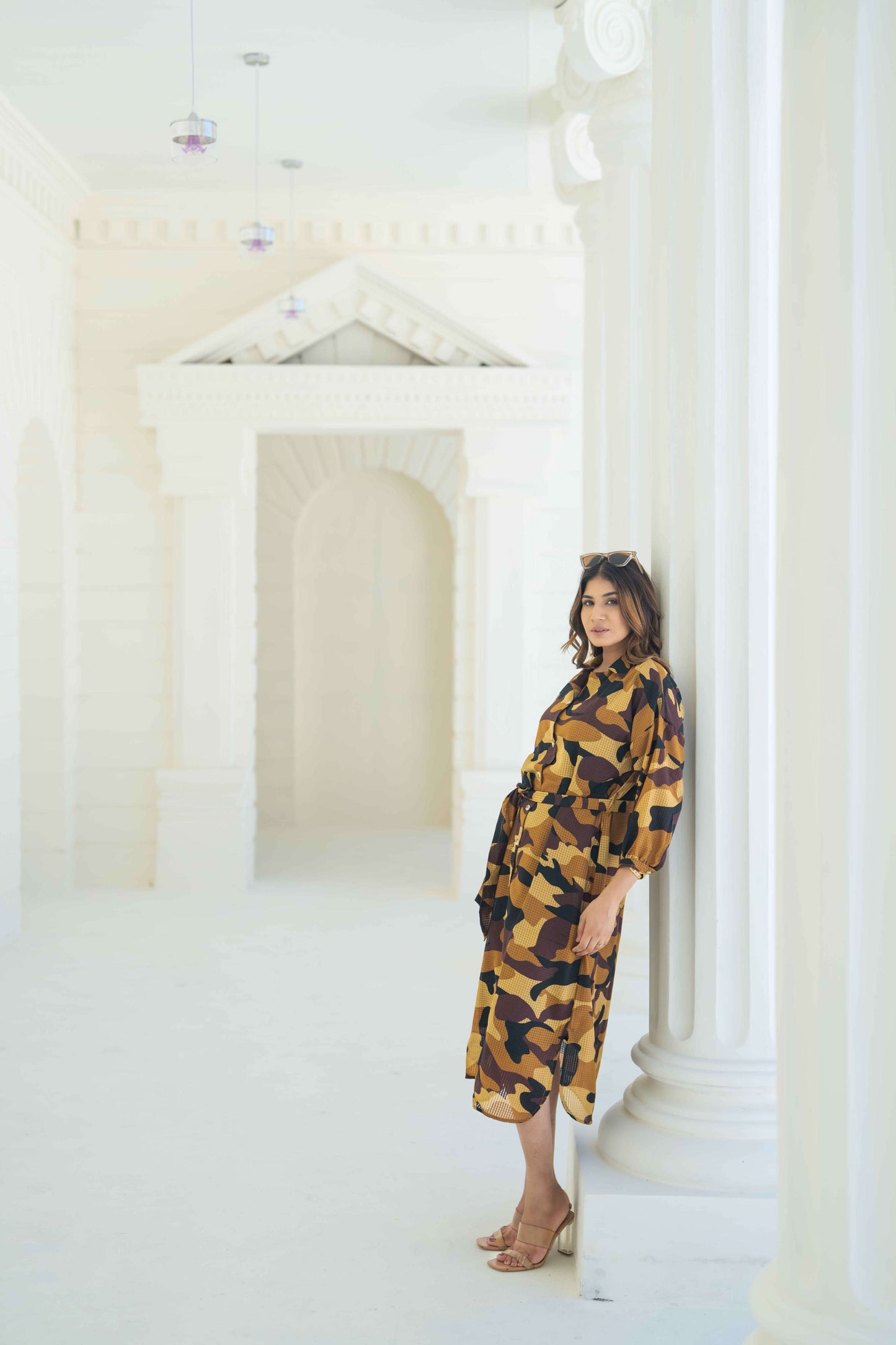 Cargo Print Shirt Dress