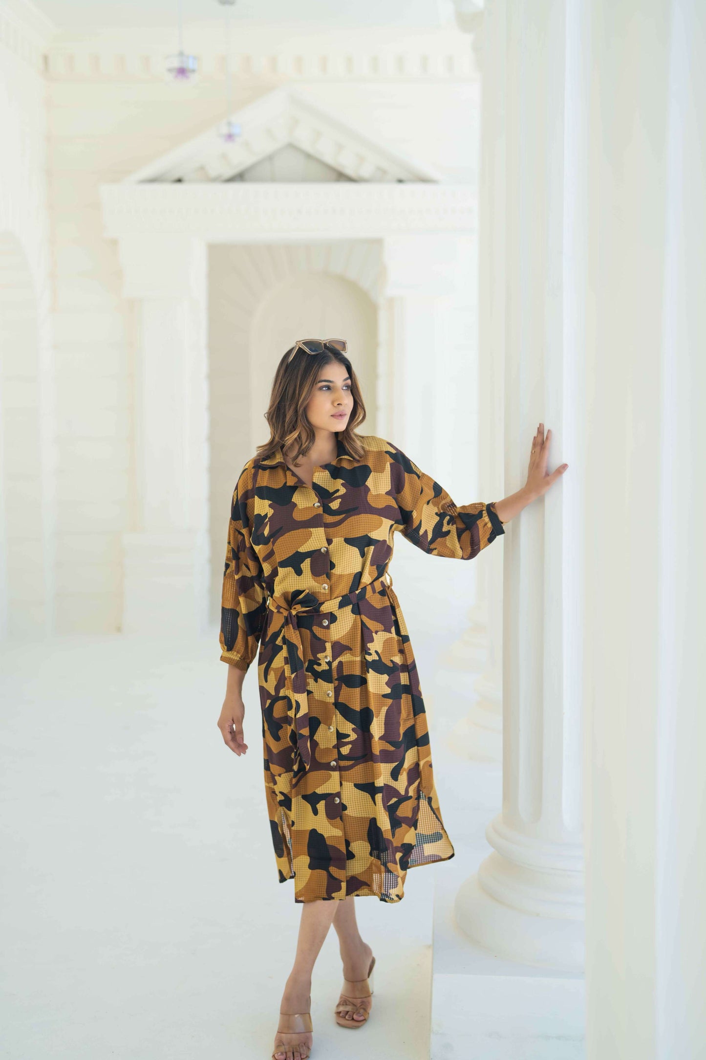 Cargo Print Shirt Dress