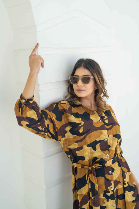 Cargo Print Shirt Dress