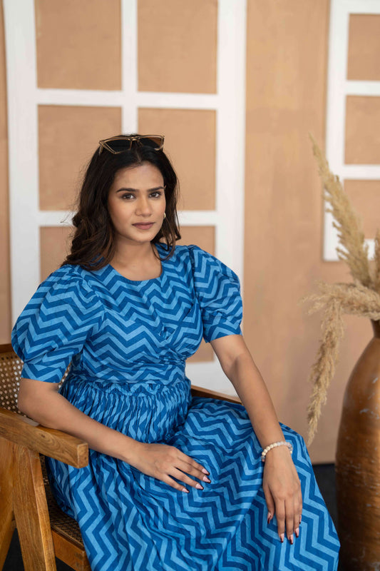 Blue Zig Zag Dress