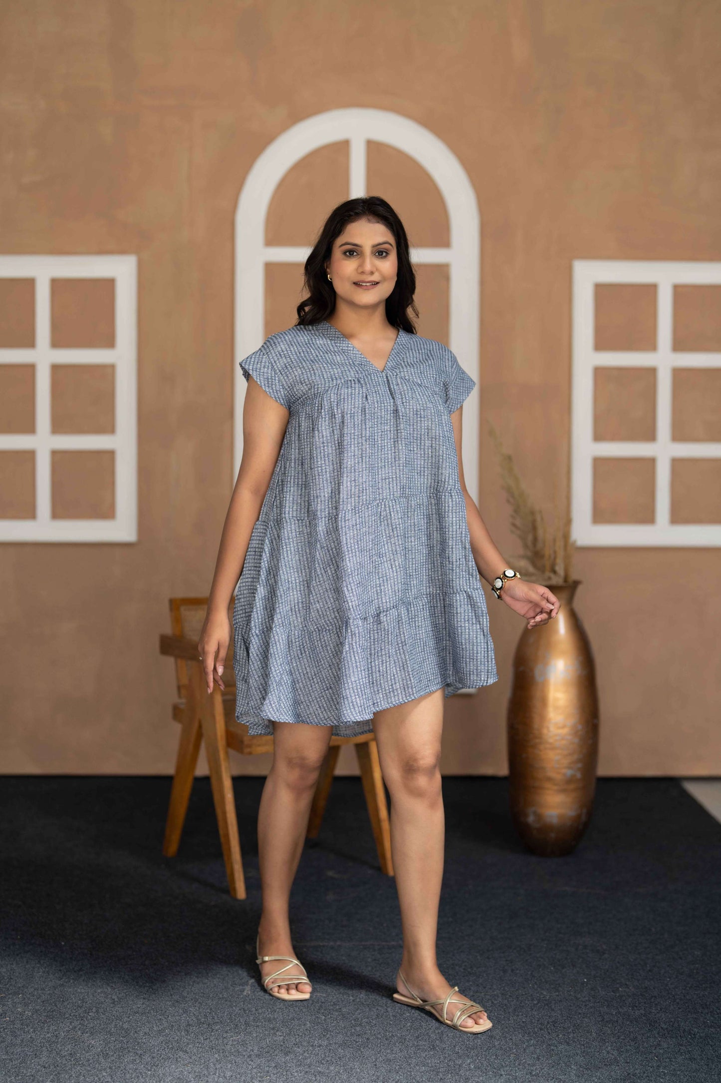 Blue Sqr Print Tunik