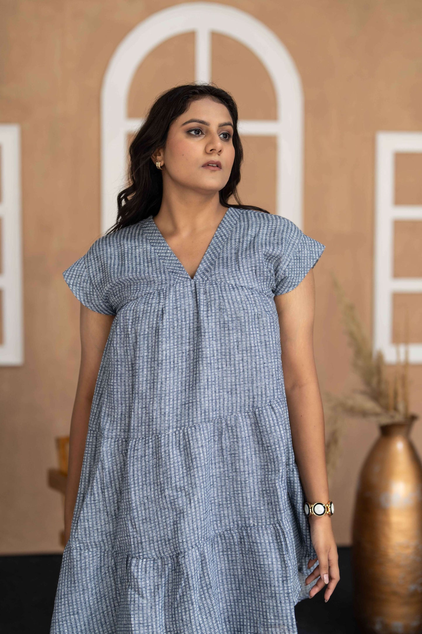 Blue Sqr Print Tunik