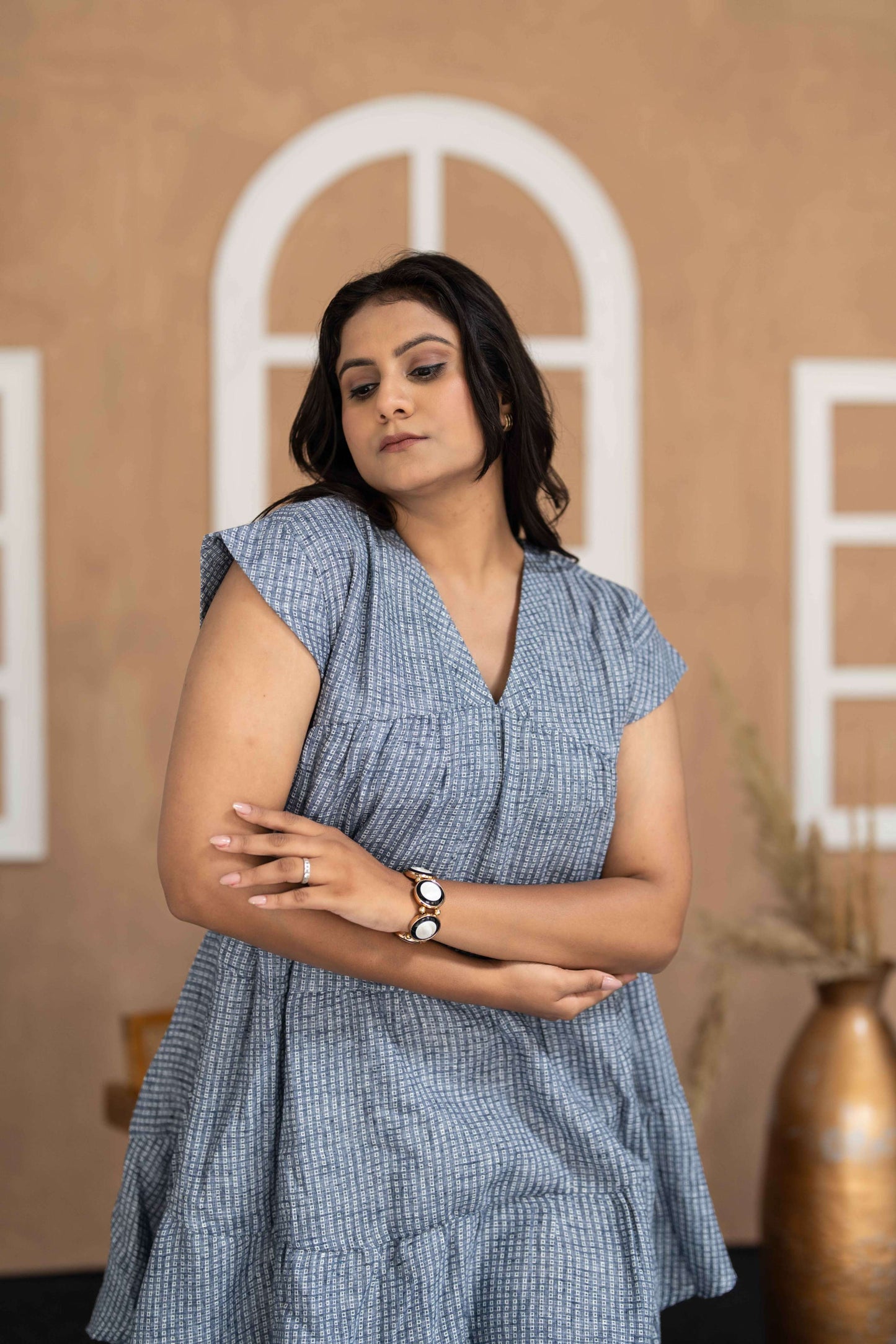 Blue Sqr Print Tunik