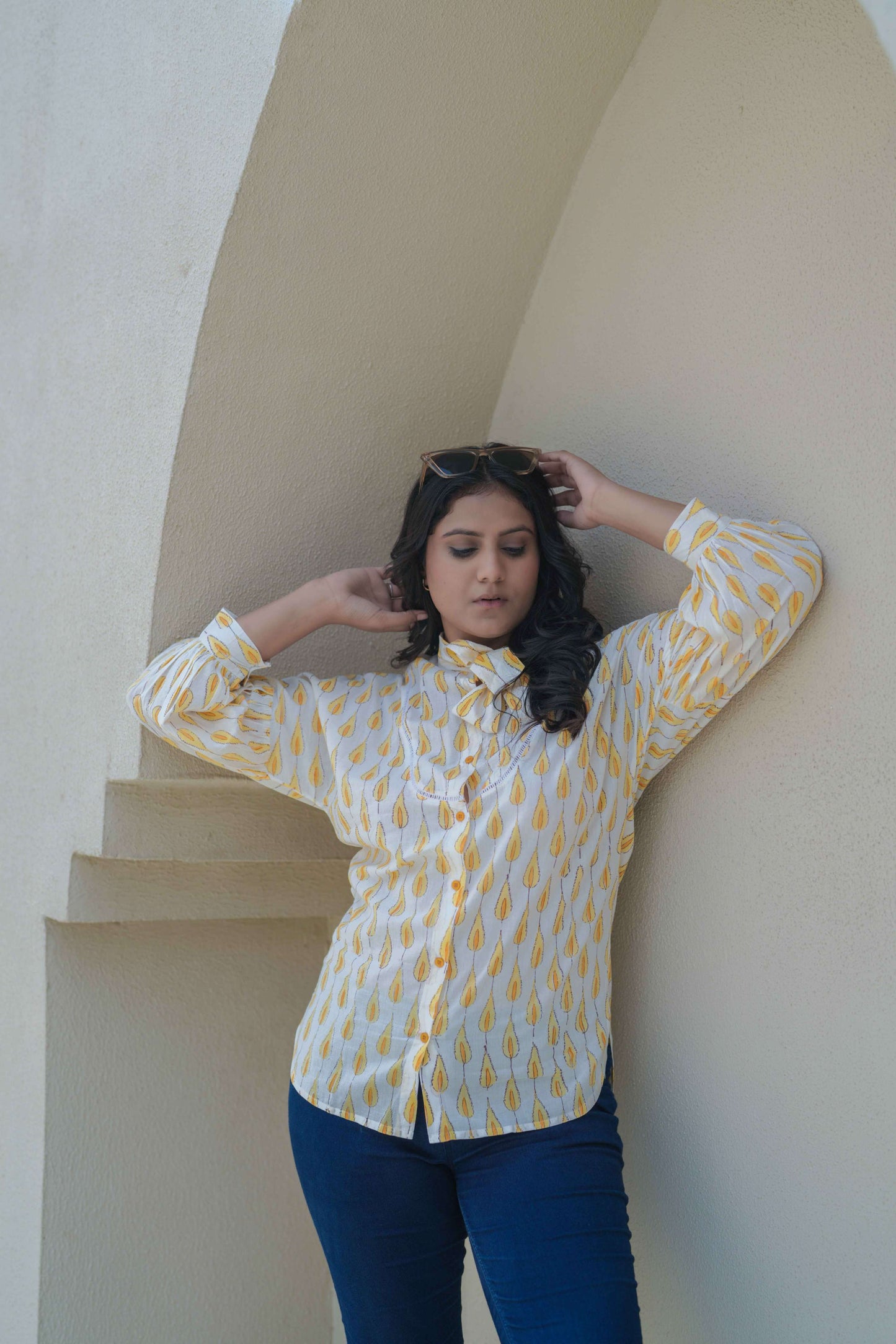 Yellow Bow Print Shirt