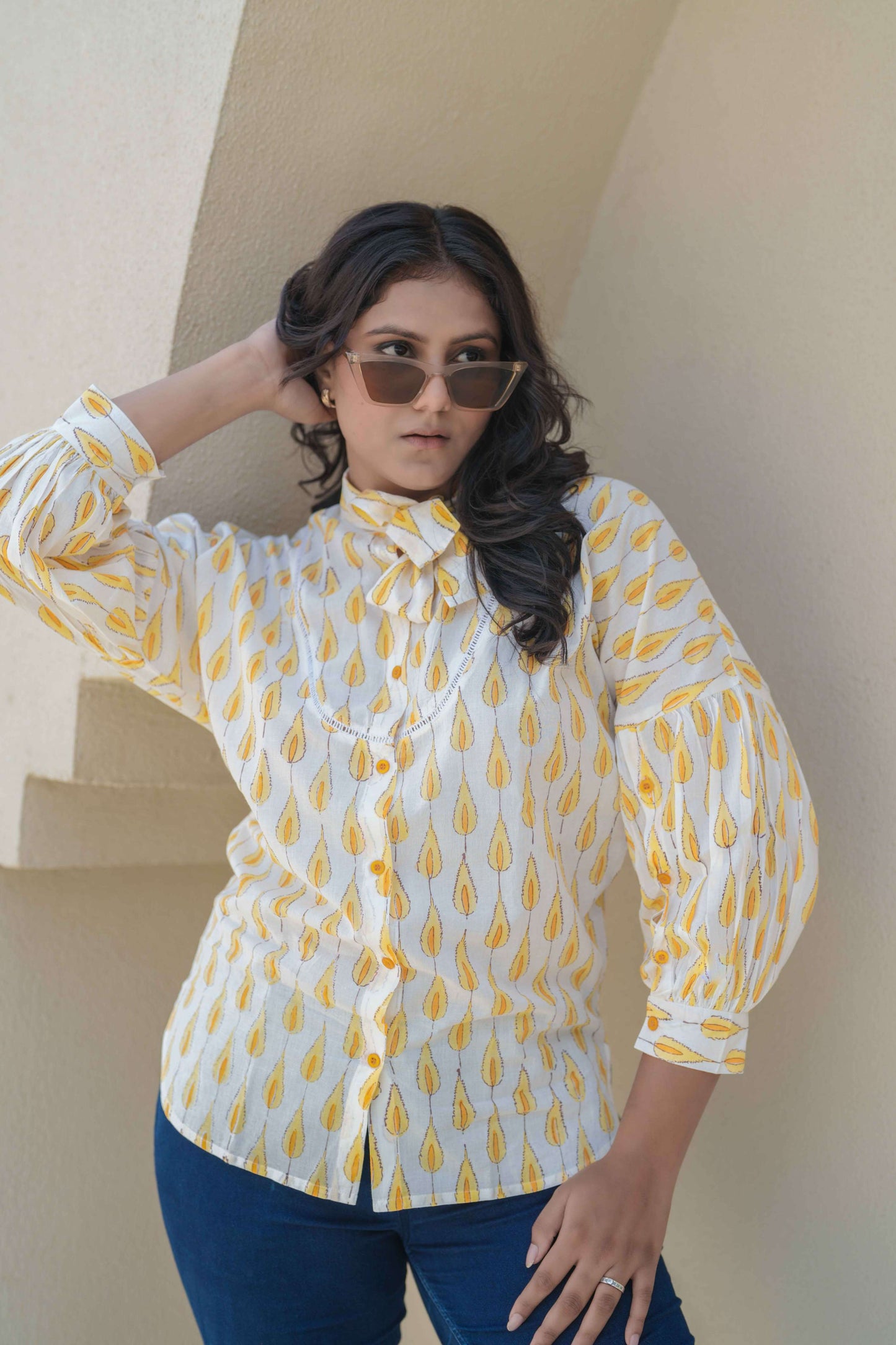 Yellow Bow Print Shirt