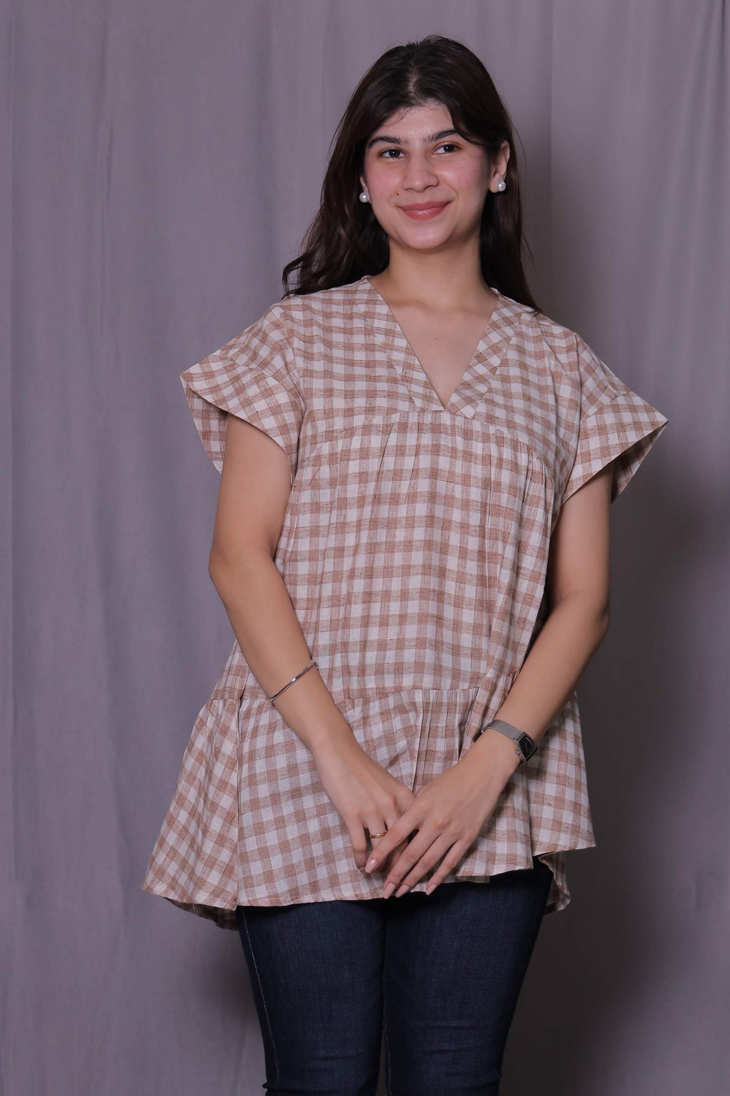 Brown Check Tier Top