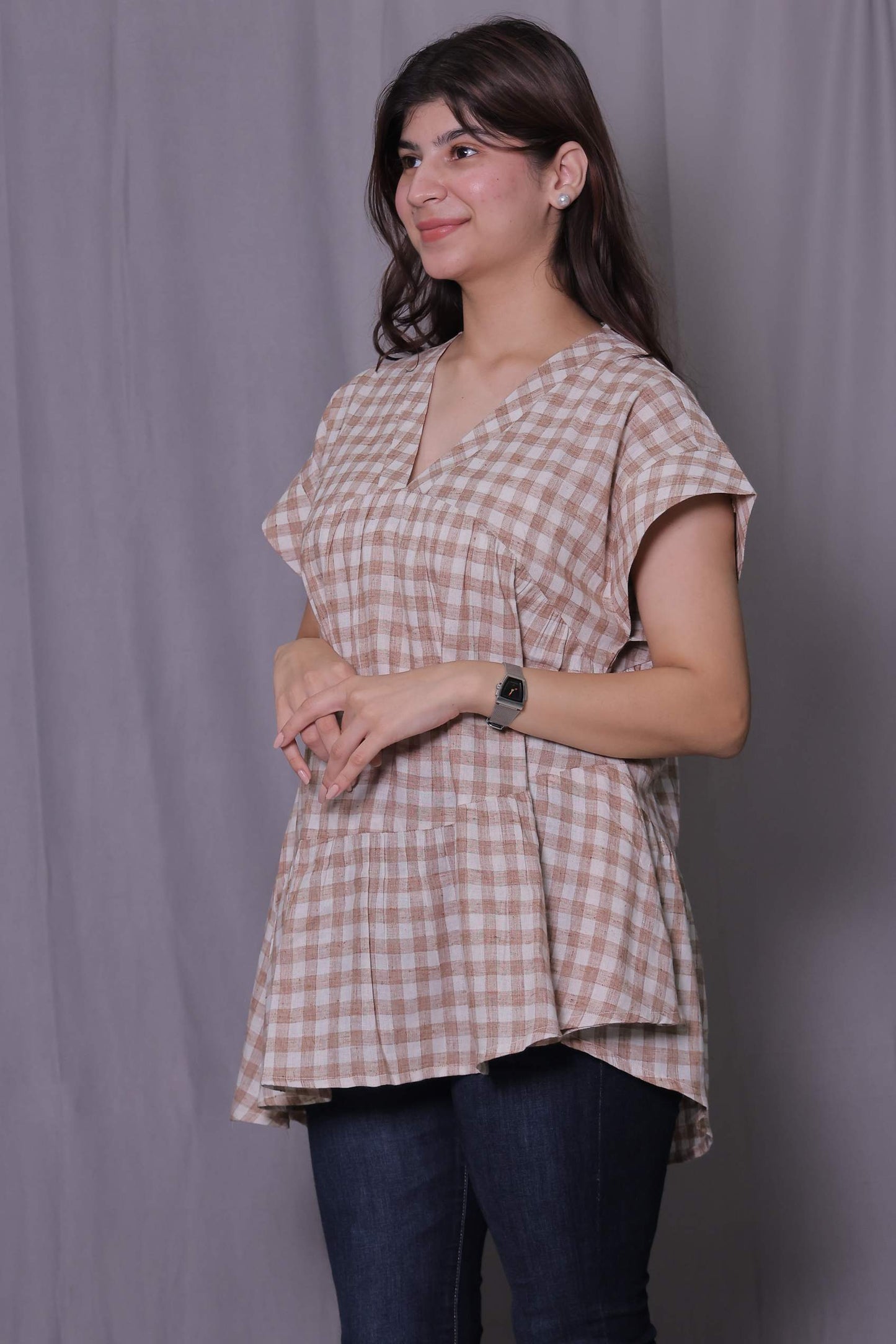 Brown Check Tier Top