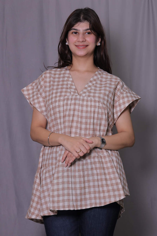 Brown Check Tier Top