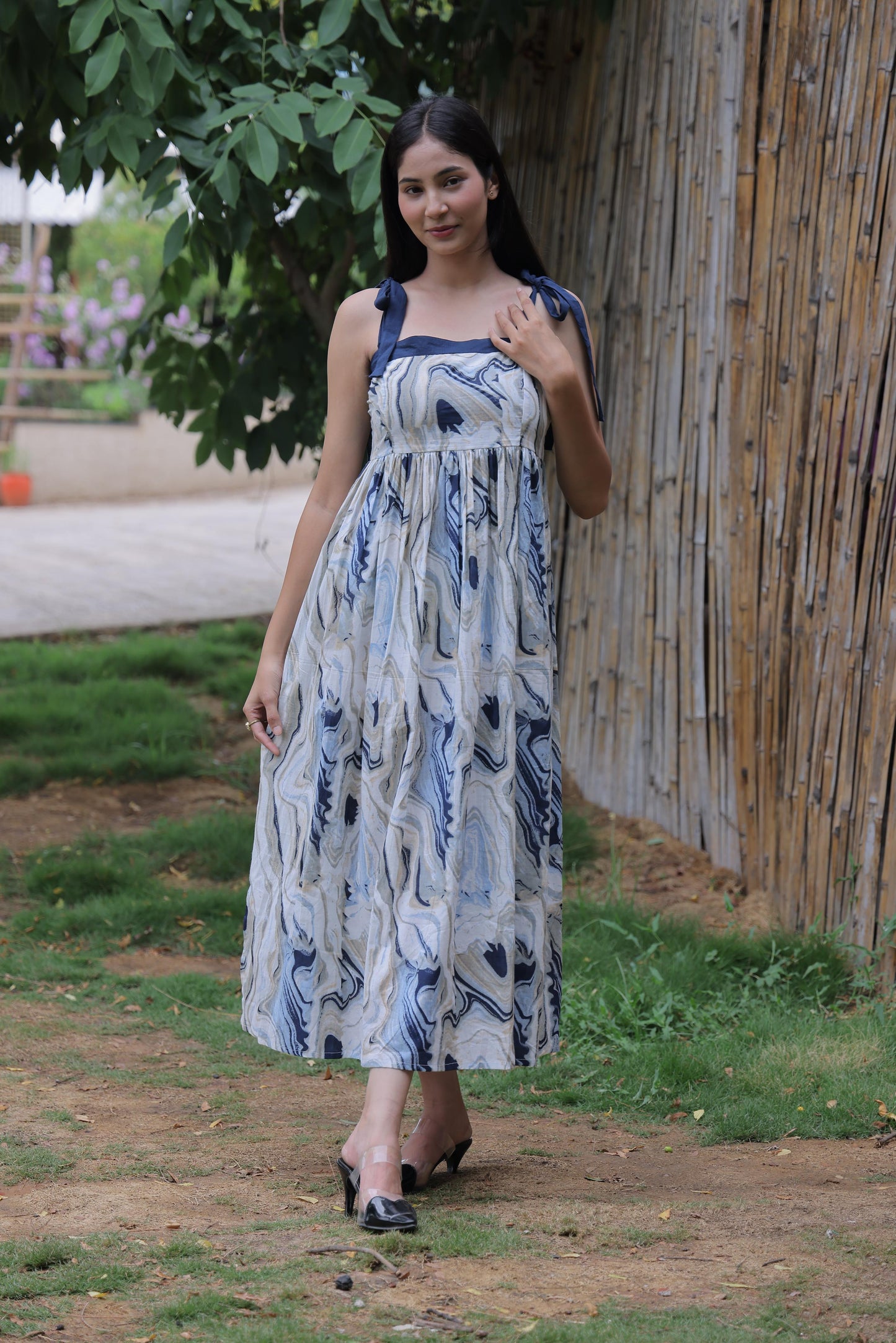 Marble Muse – 100% Cotton Maxi Dress