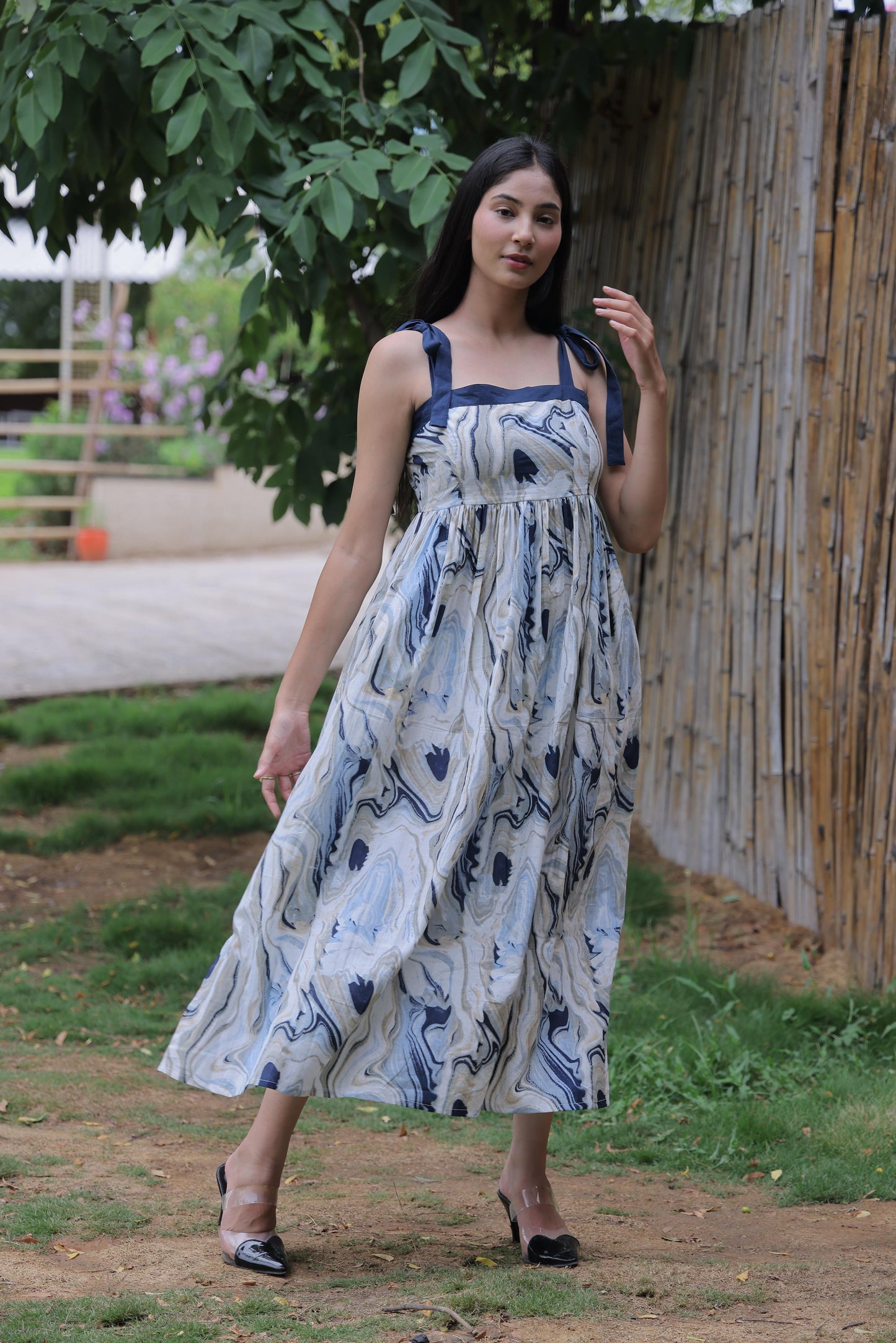 Marble Muse – 100% Cotton Maxi Dress
