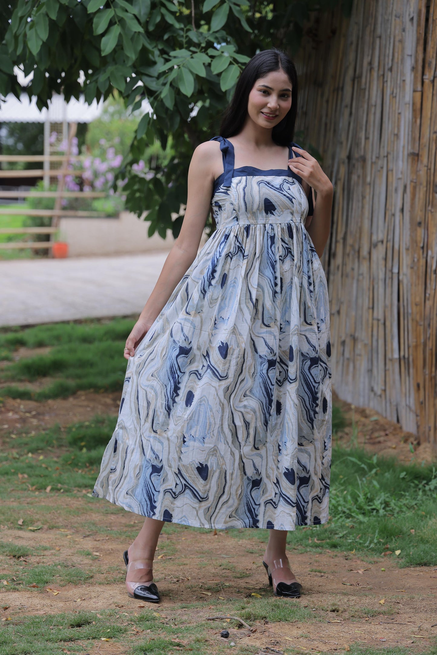 Marble Muse – 100% Cotton Maxi Dress