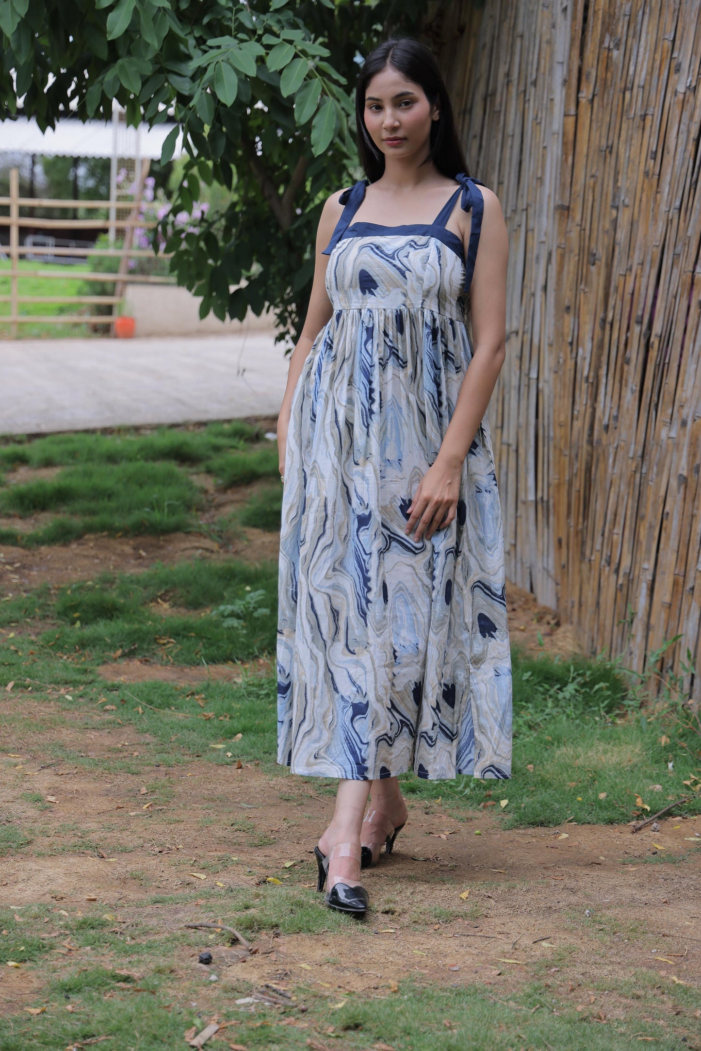 Marble Muse – 100% Cotton Maxi Dress