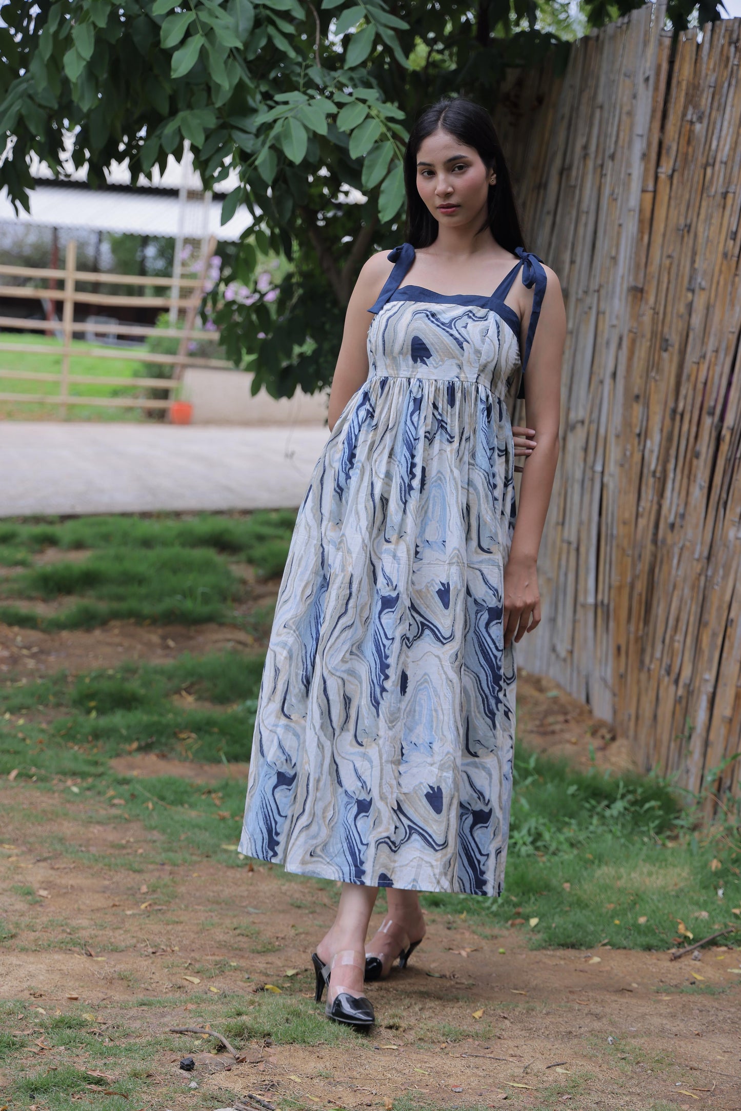 Marble Muse – 100% Cotton Maxi Dress
