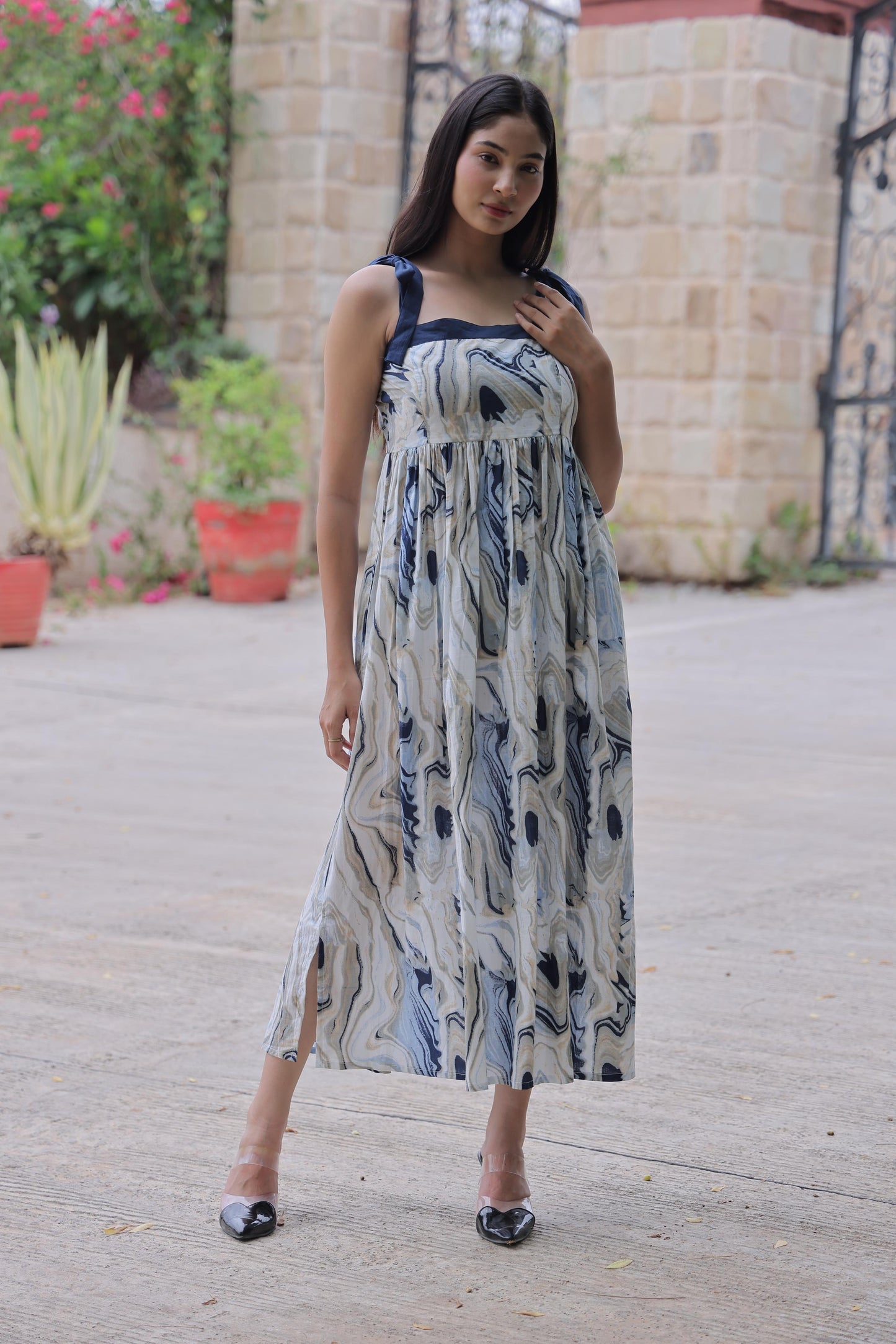 Marble Muse – 100% Cotton Maxi Dress