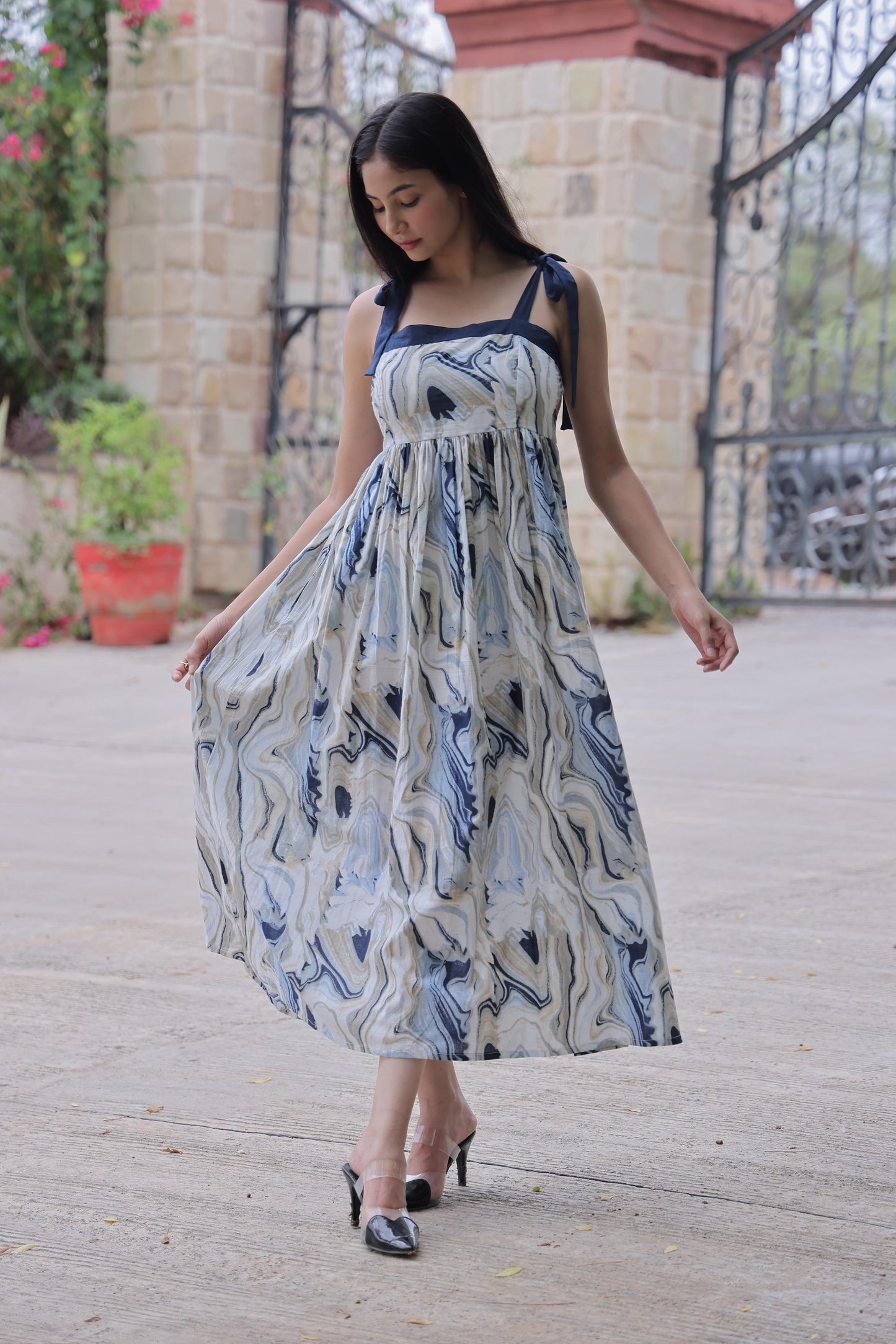 Marble Muse – 100% Cotton Maxi Dress
