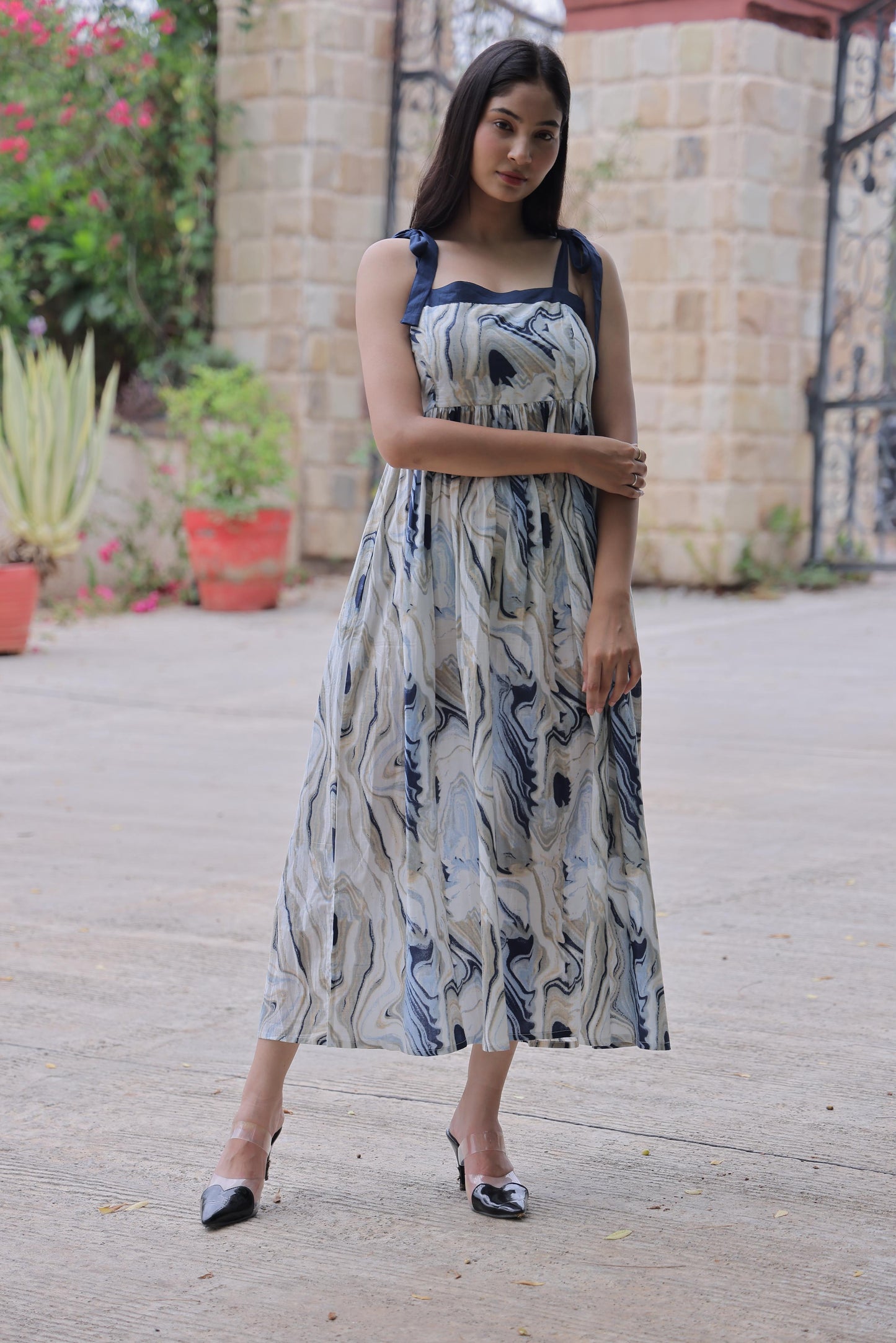 Marble Muse – 100% Cotton Maxi Dress