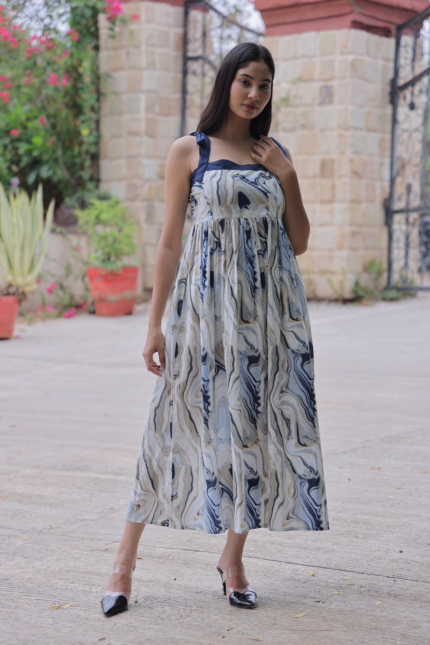 Marble Muse – 100% Cotton Maxi Dress