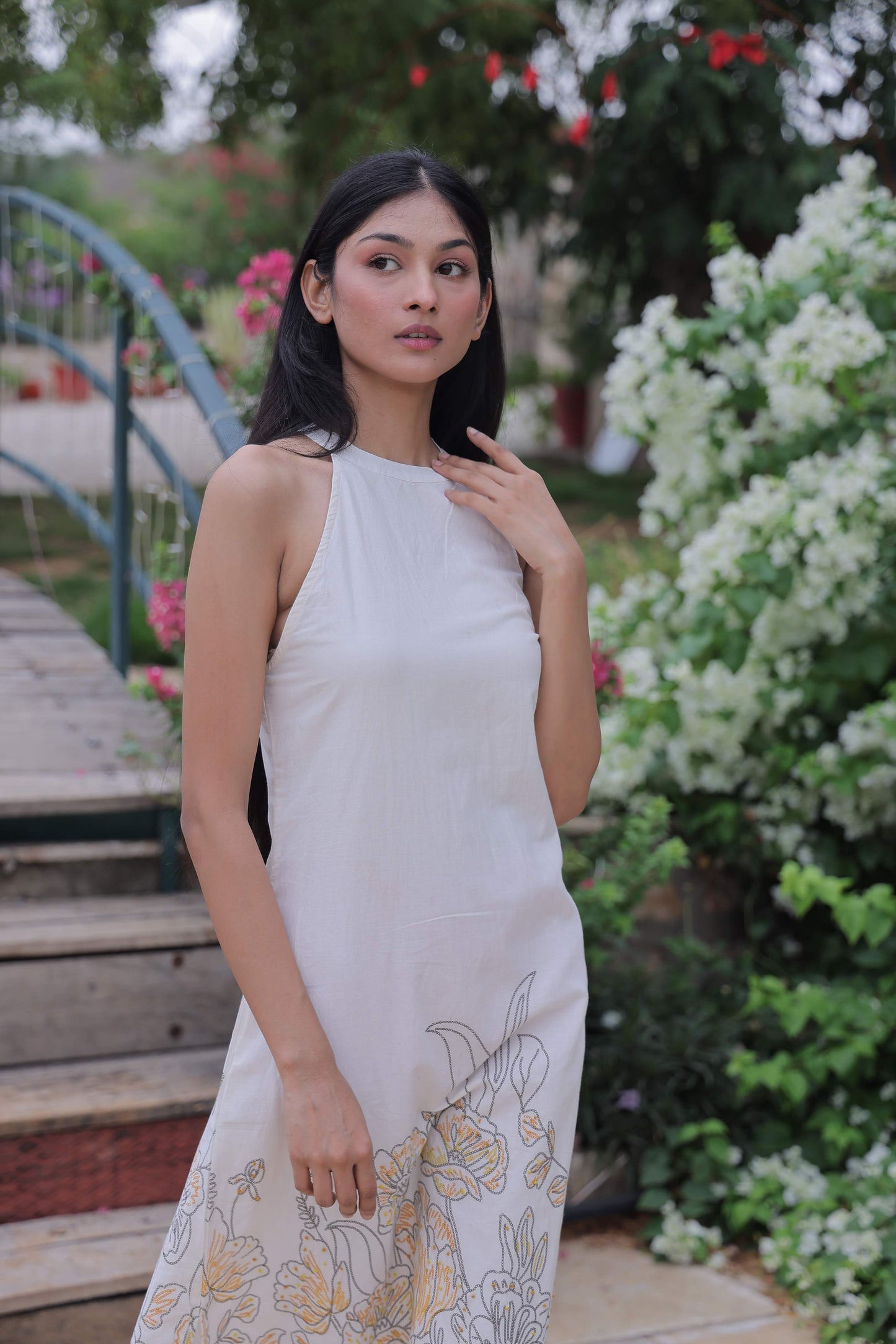 White Floral Panel Dress