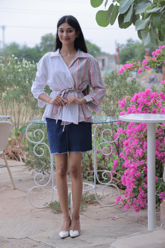 Half-and-Half Pink & White Shirt