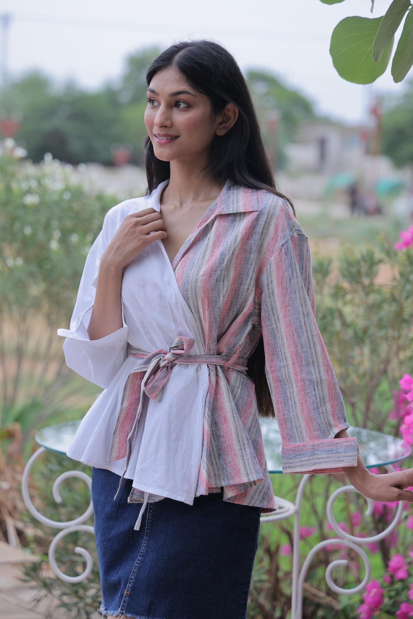 Half-and-Half Pink & White Shirt