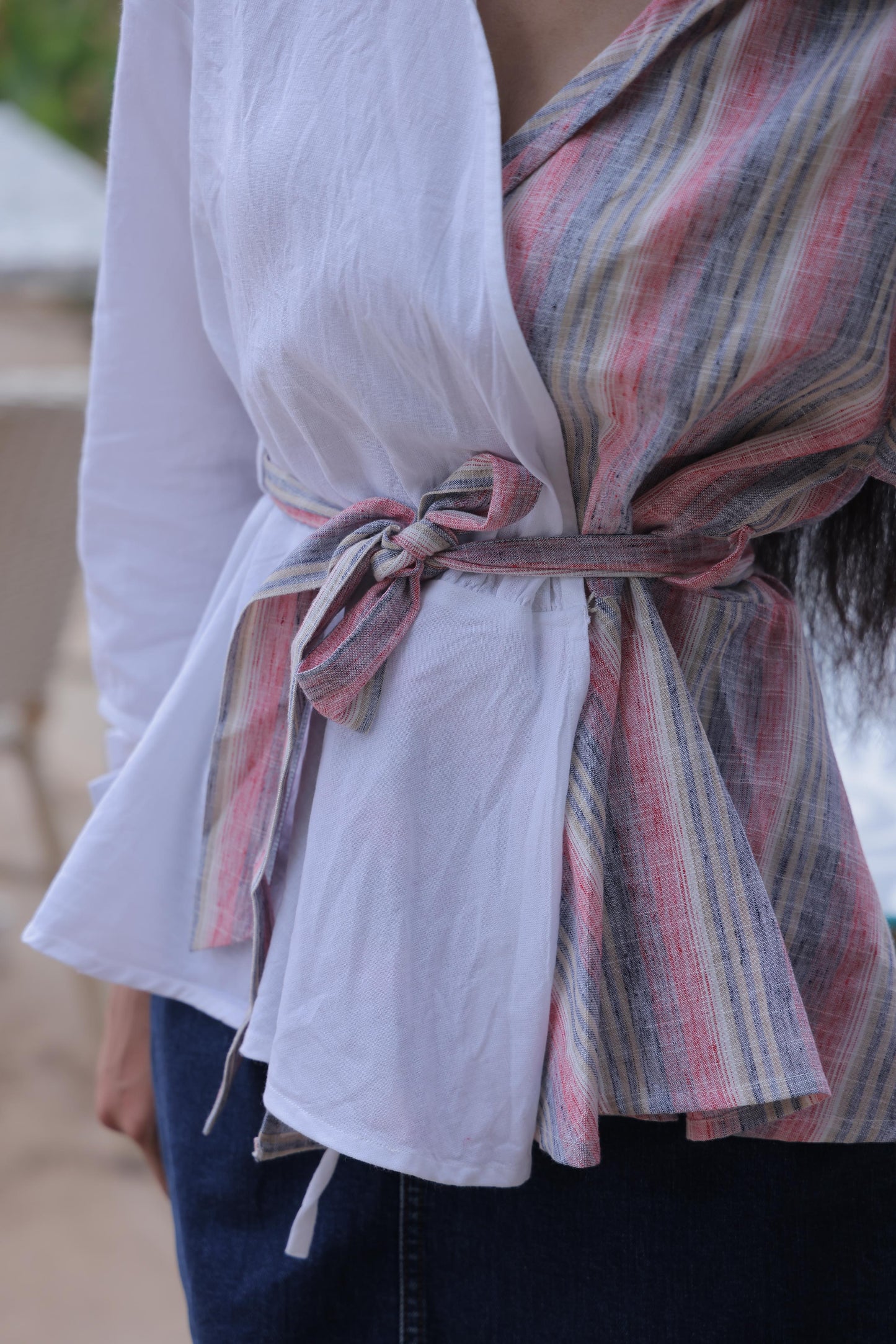 Half-and-Half Pink & White Shirt