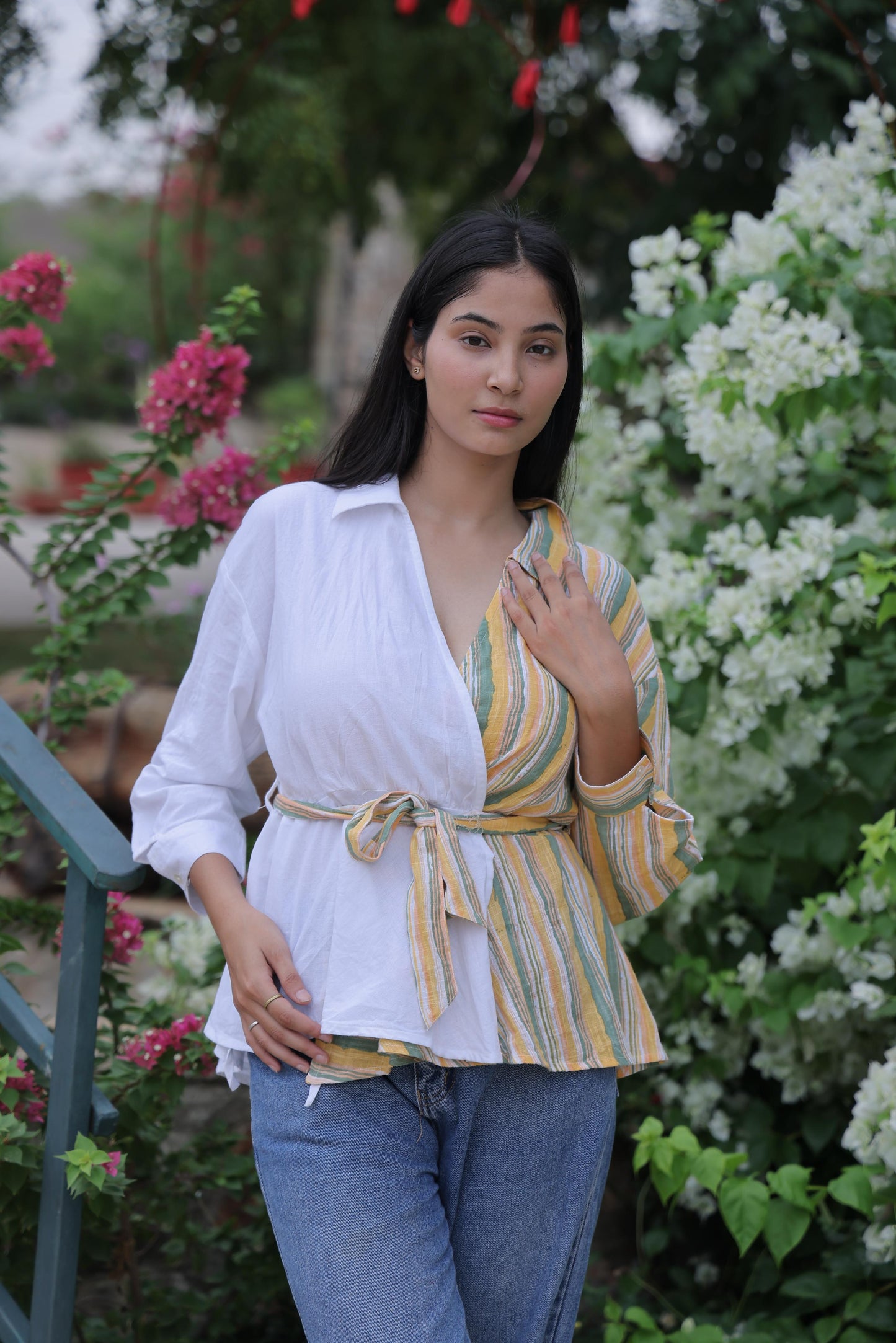 Half-and-Half Yellow & White Shirt