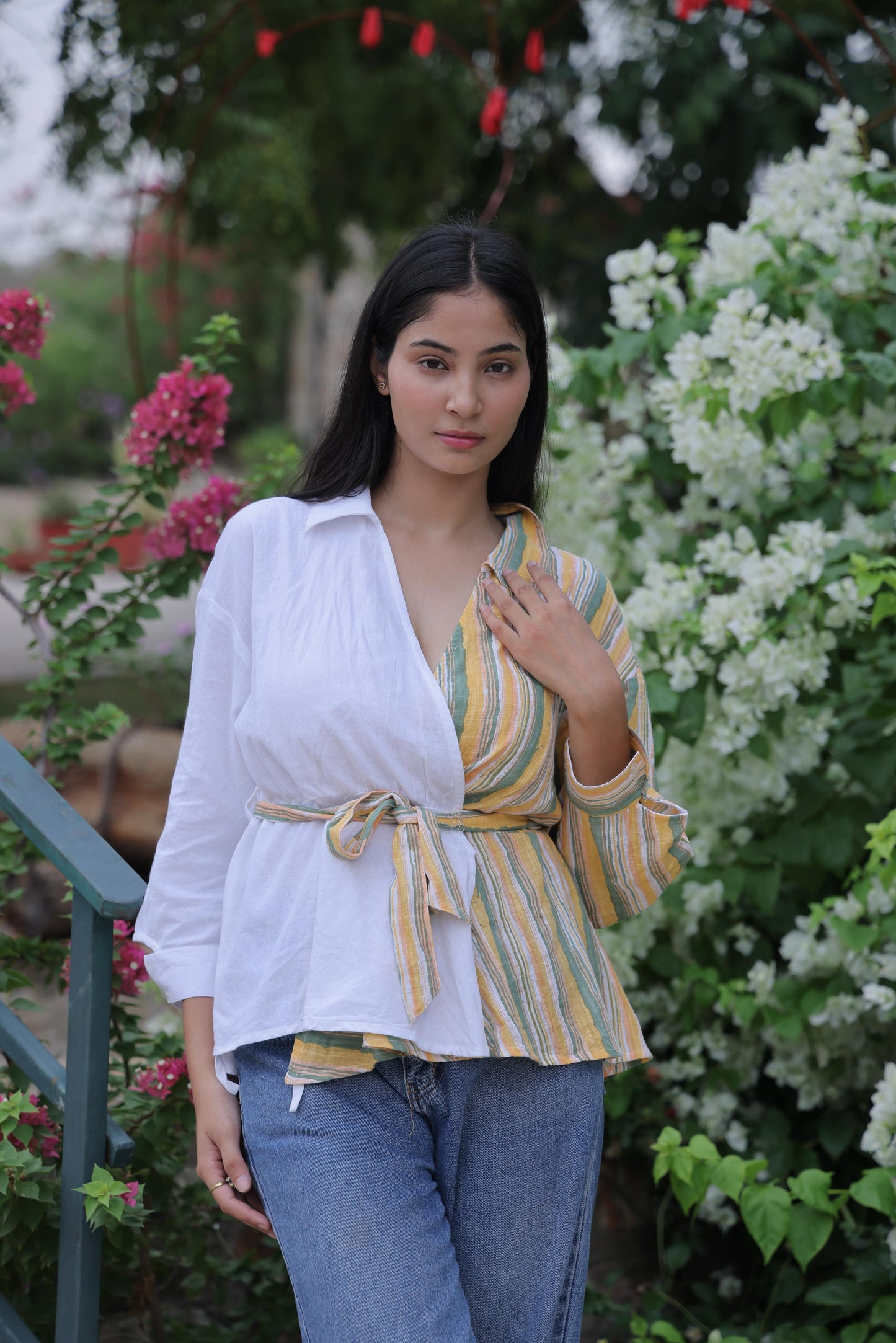 Half-and-Half Yellow & White Shirt