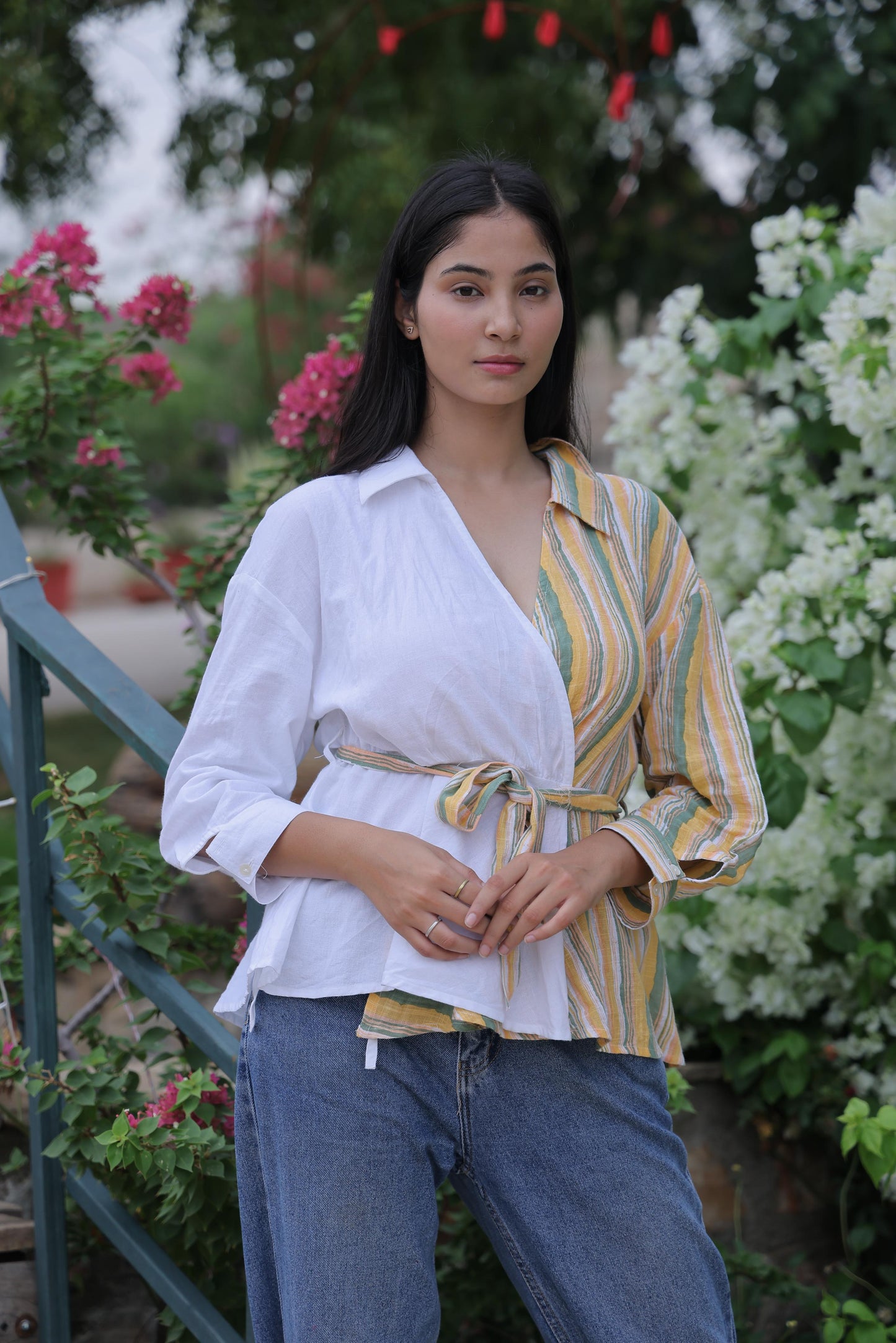 Half-and-Half Yellow & White Shirt