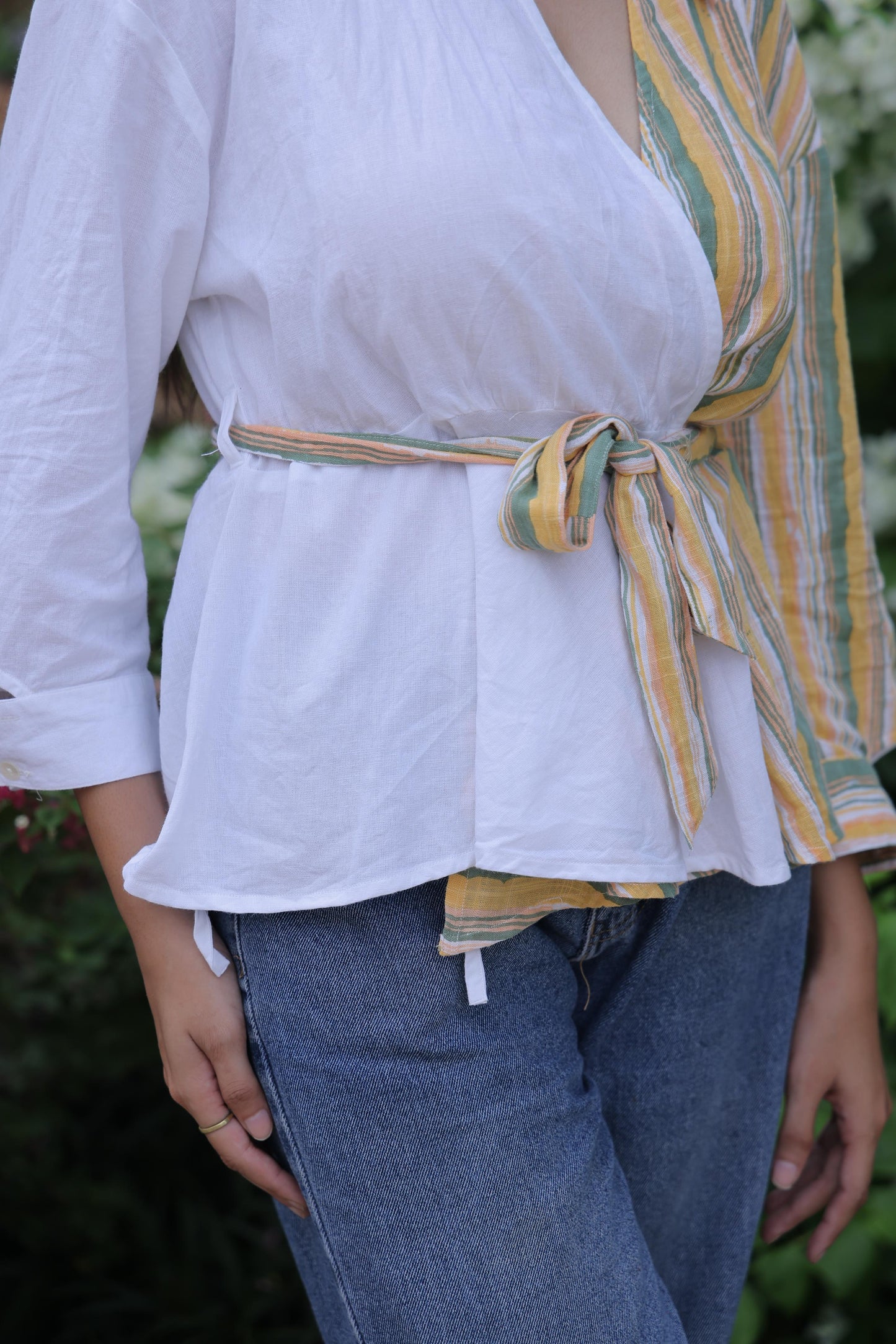 Half-and-Half Yellow & White Shirt