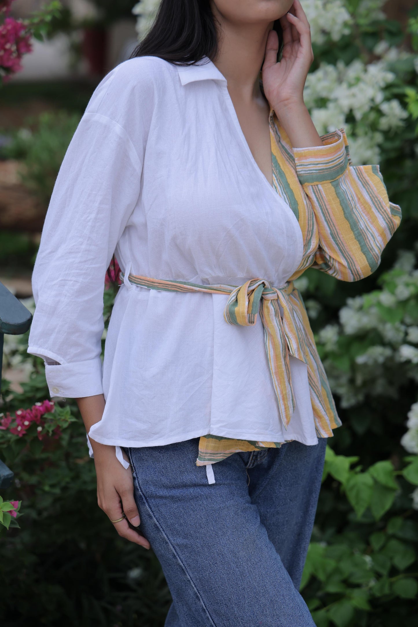 Half-and-Half Yellow & White Shirt