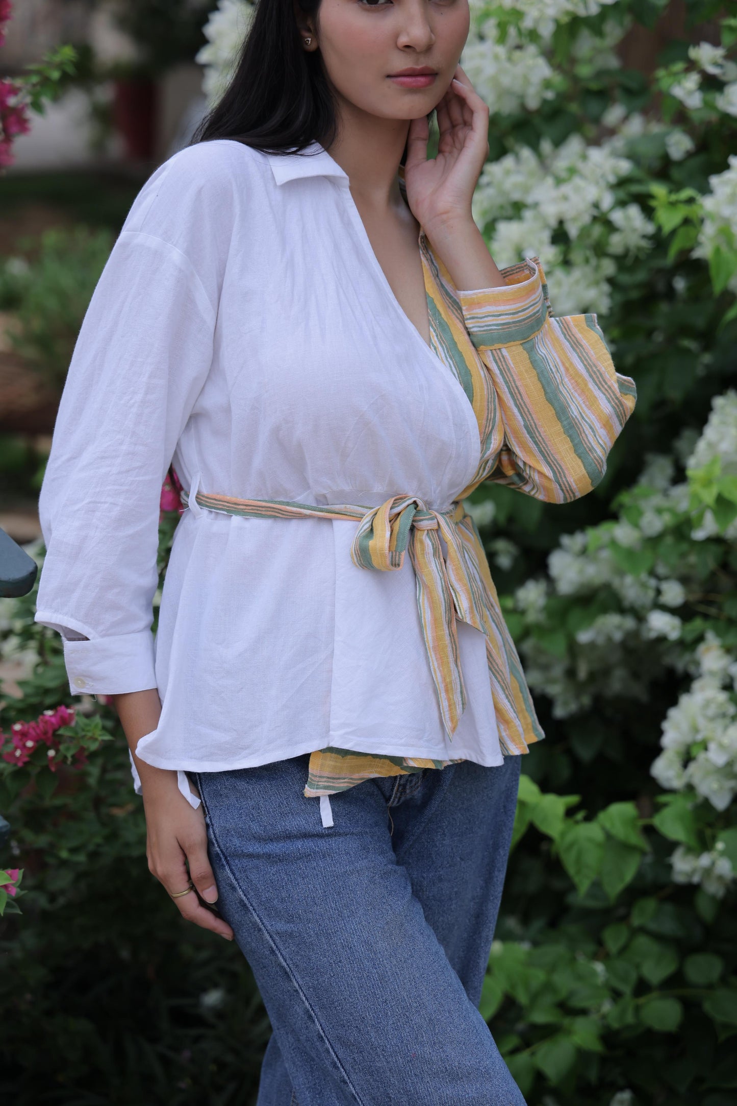 Half-and-Half Yellow & White Shirt