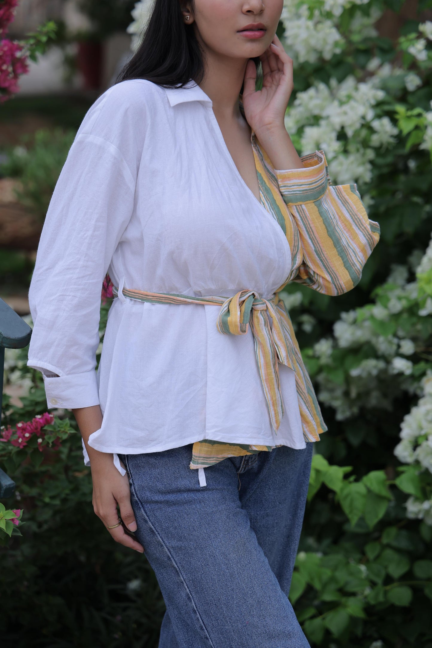 Half-and-Half Yellow & White Shirt