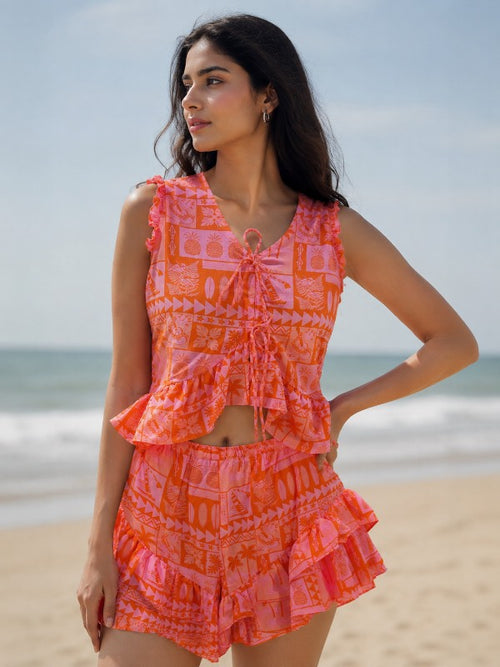 Beach Shorts Co-ord Set Orange