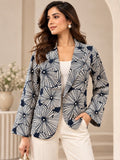 Blockprint Blazer Navy Blue
